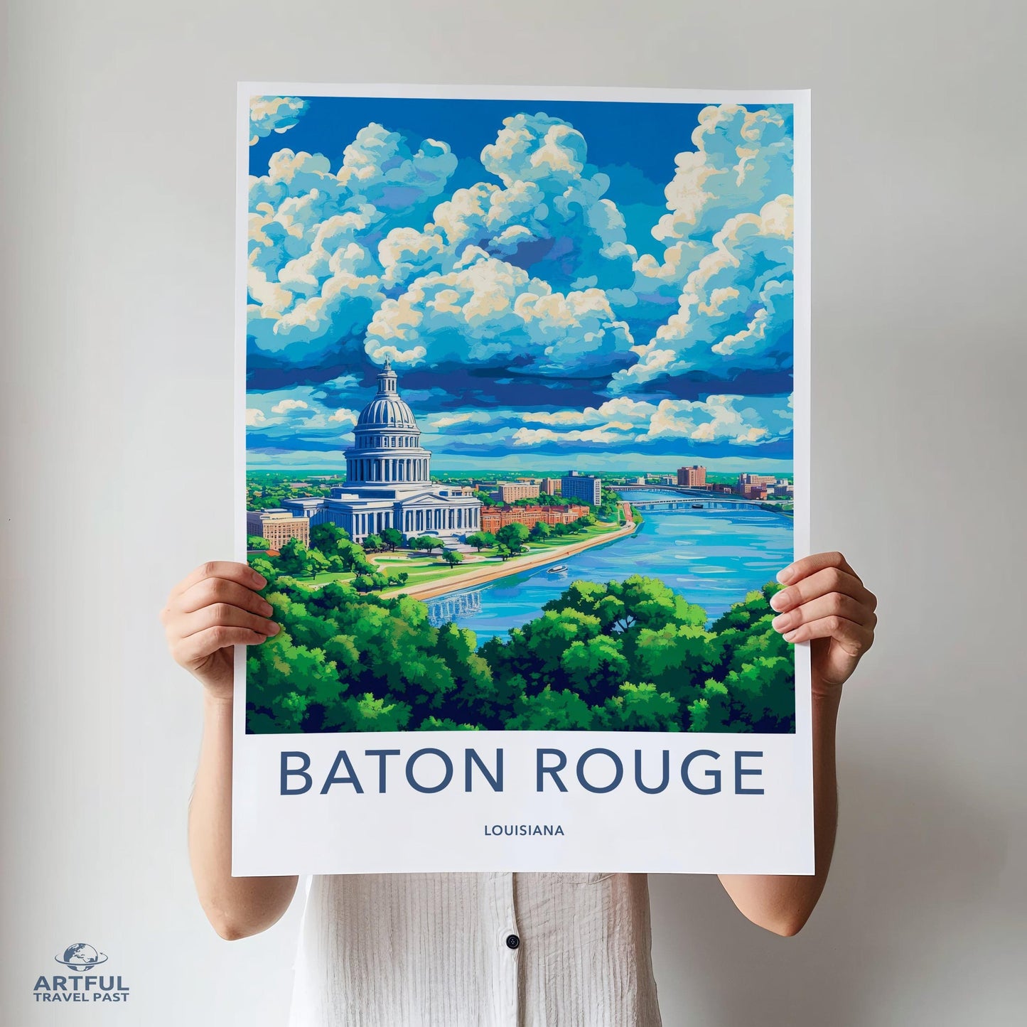 Baton Rouge Poster | Louisiana Wall Art | America Decor