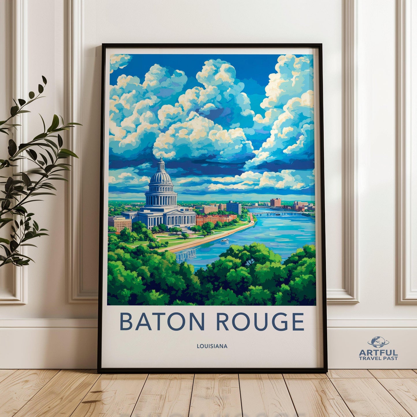 Baton Rouge Poster | Louisiana Wall Art | America Decor