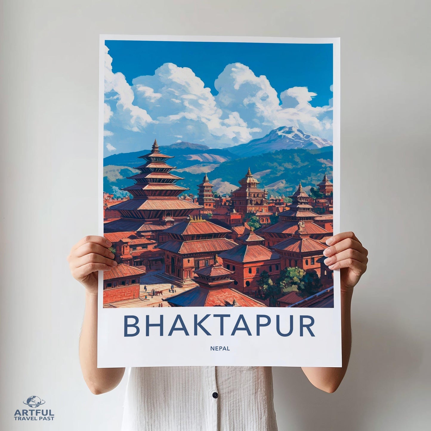 Bhaktapur Poster | Nepal Wall Art | South Asia Decor
