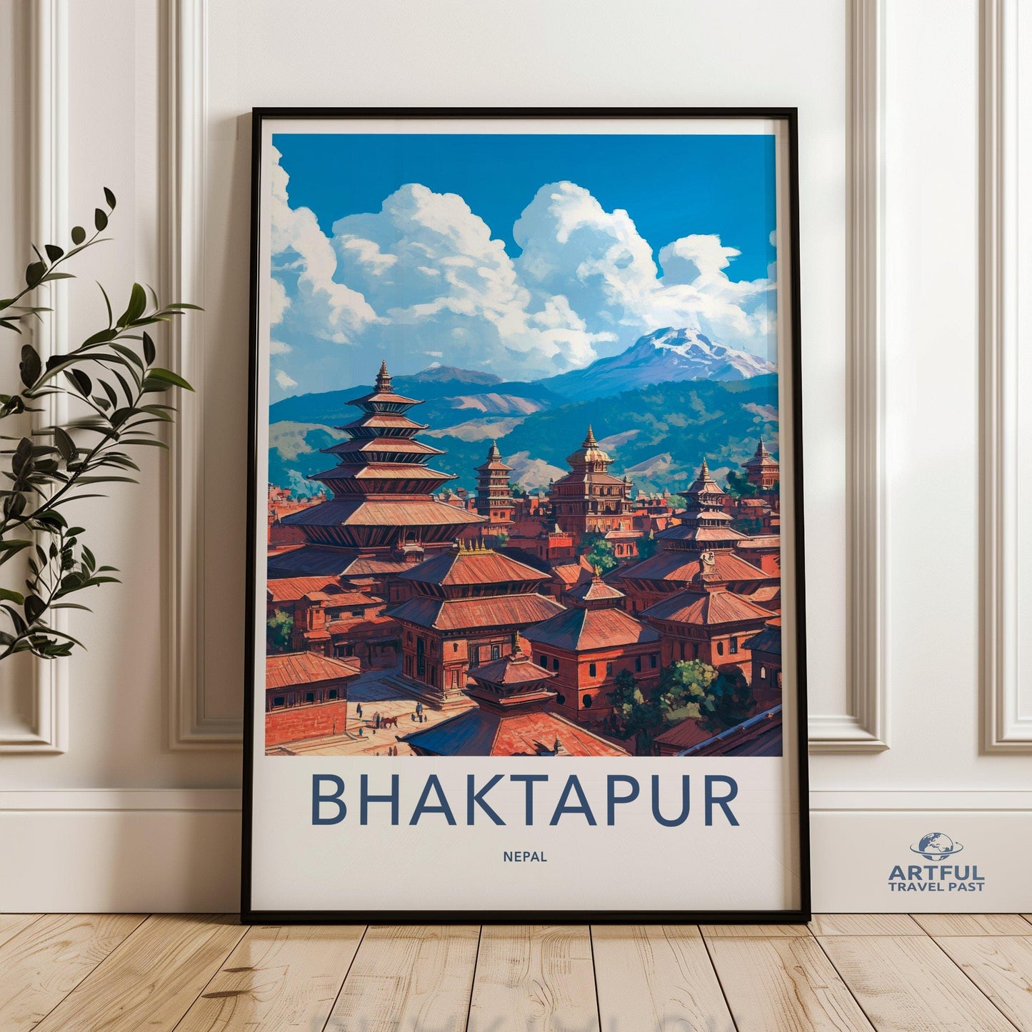 Bhaktapur Poster | Nepal Wall Art | South Asia Decor