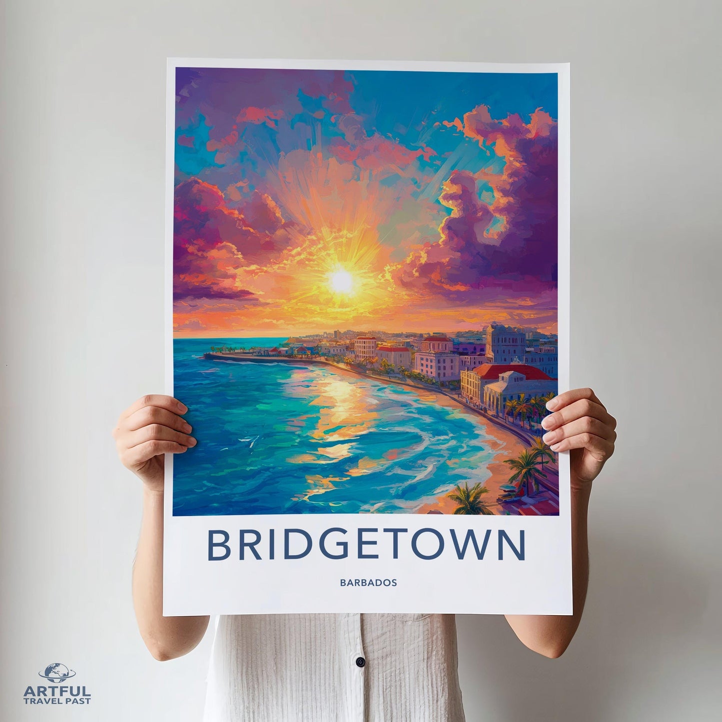 Bridgetown Poster | Barbados Wall Art | Caribbean Decor