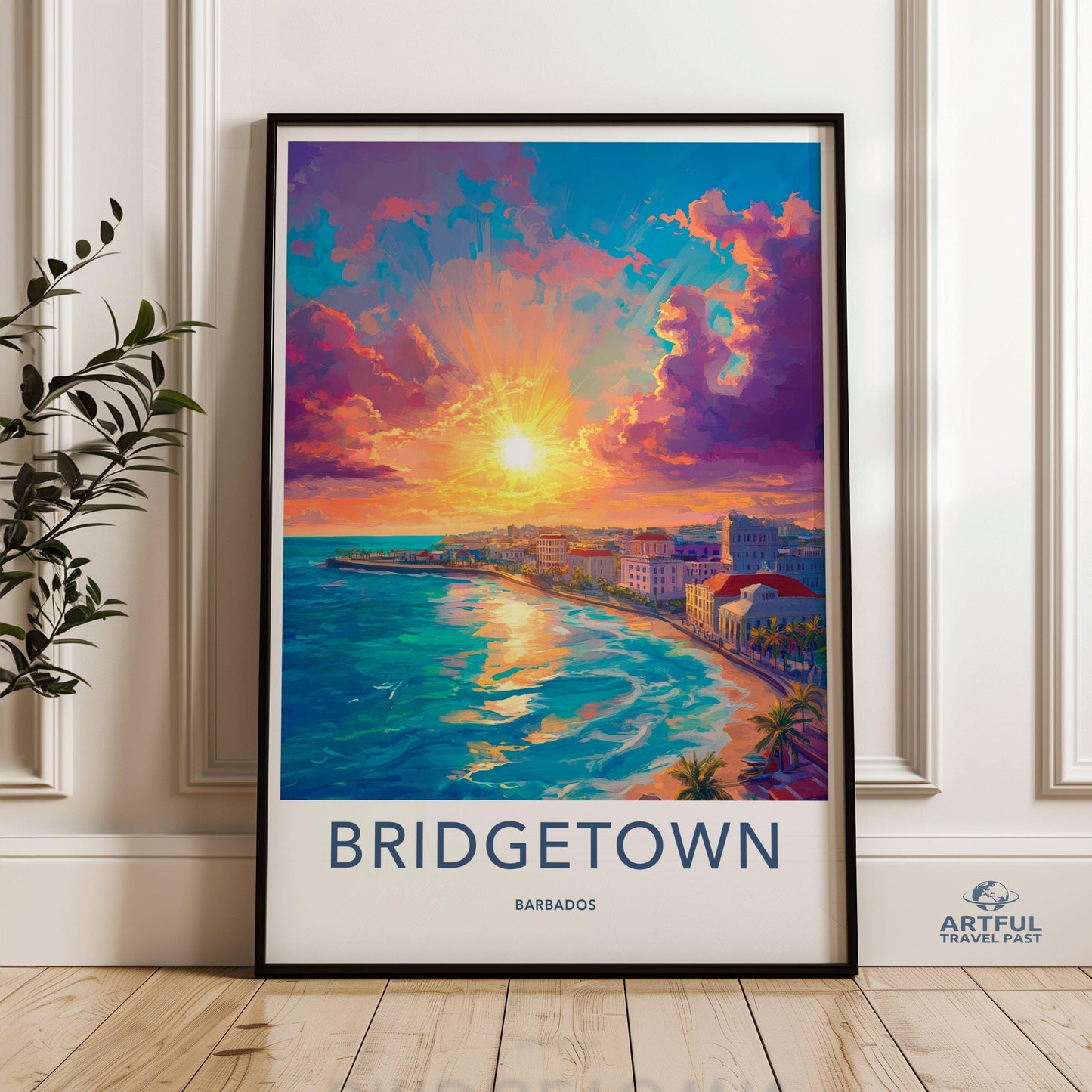 Bridgetown Poster | Barbados Wall Art | Caribbean Decor
