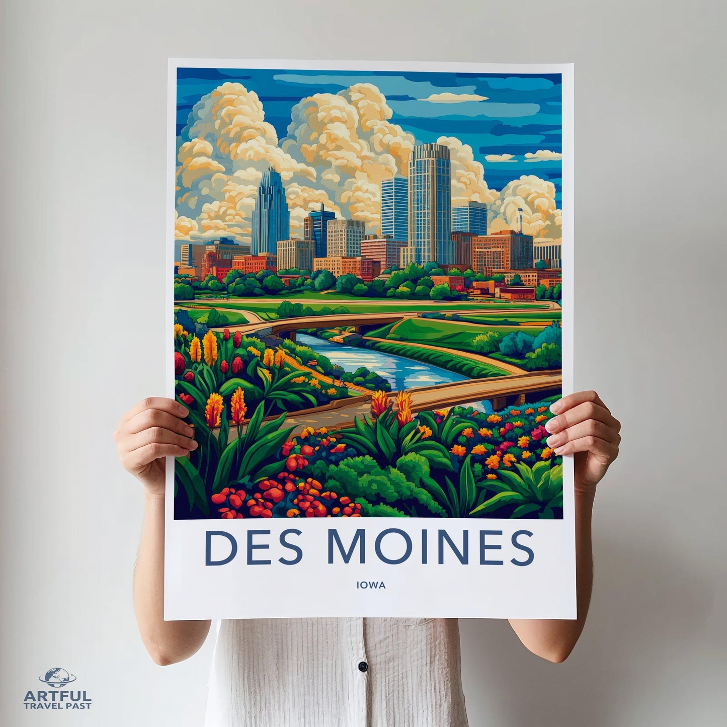Des Moines Poster - Iowa Wall Art