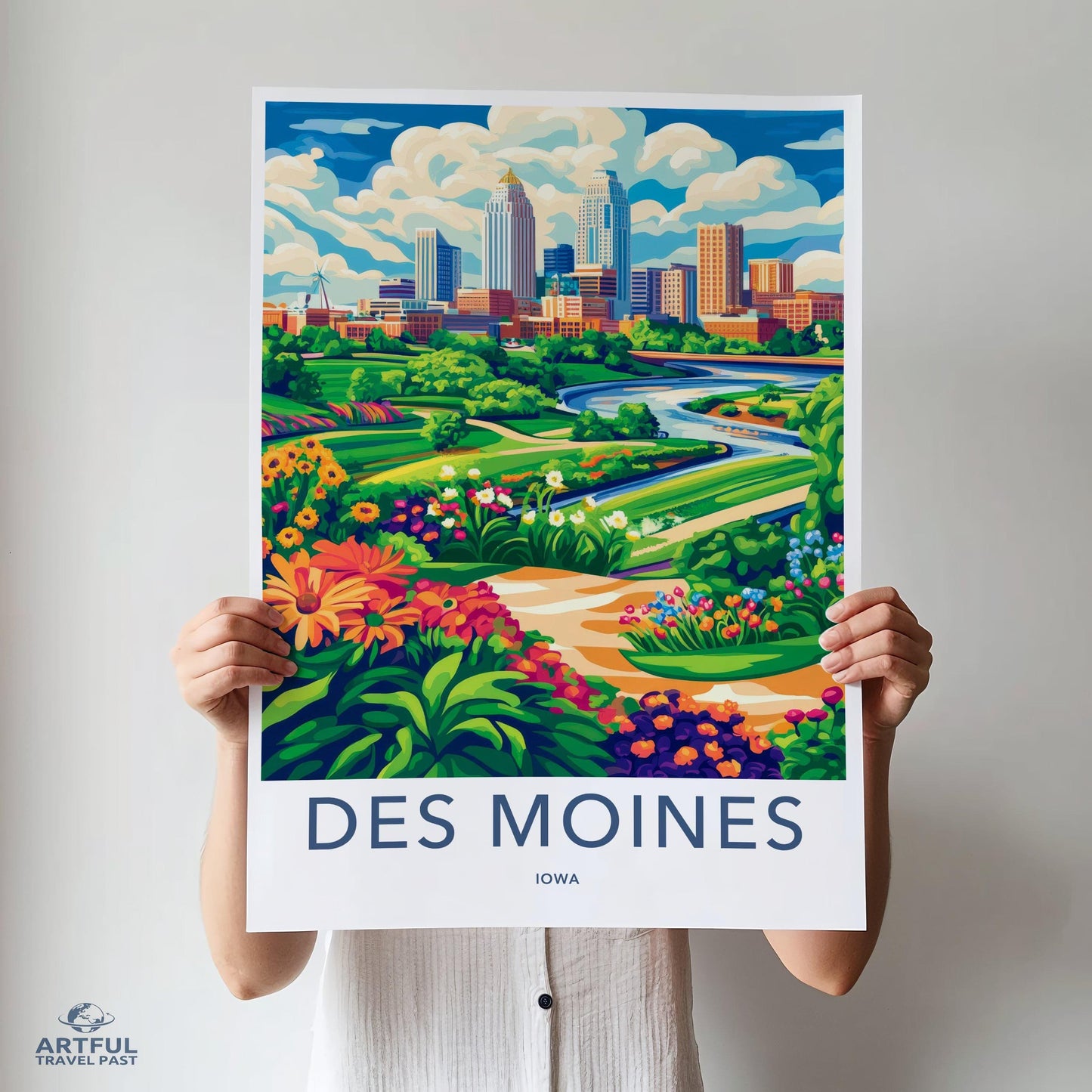 Des Moines Poster | Iowa Wall Art | America Decor