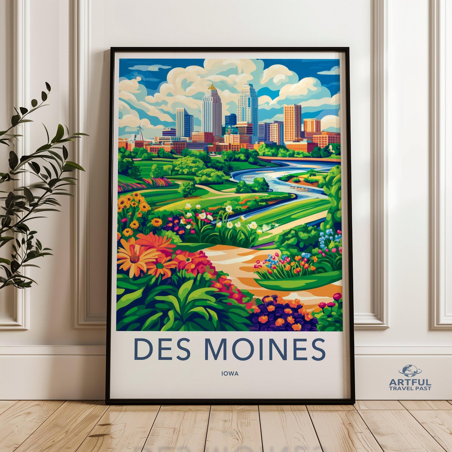 Des Moines Poster | Iowa Wall Art | America Decor