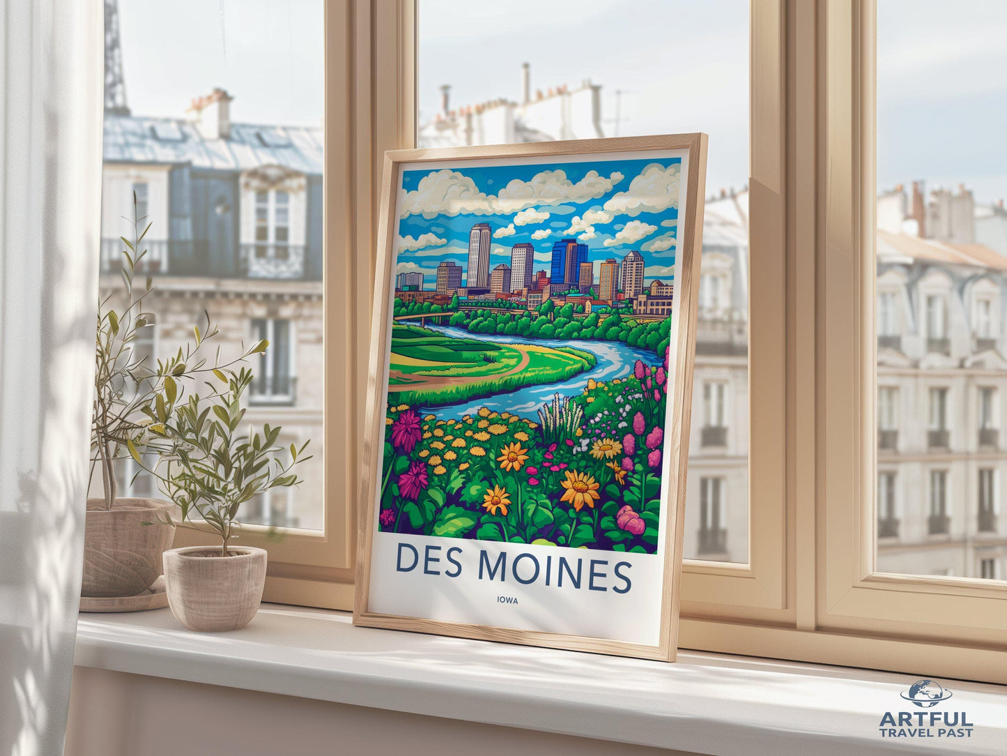 Des Moines Poster | Iowa Wall Art | America Decor