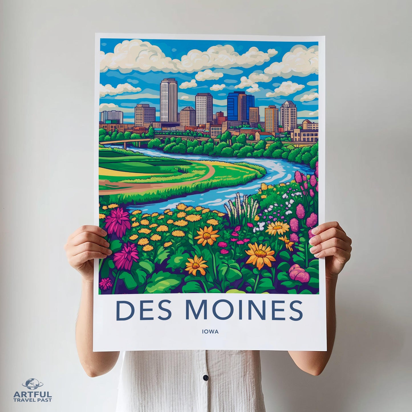 Des Moines Poster | Iowa Wall Art | America Decor