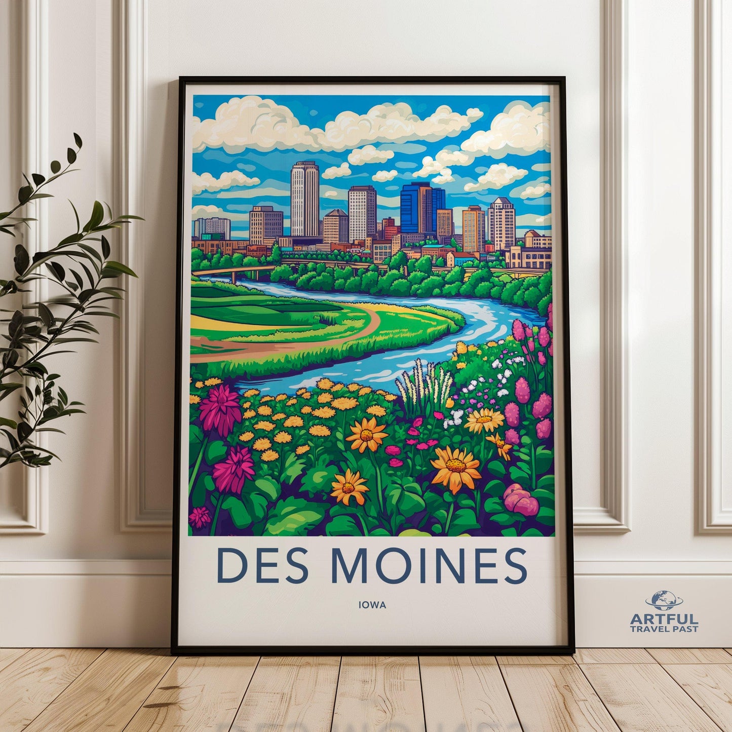 Des Moines Poster | Iowa Wall Art | America Decor
