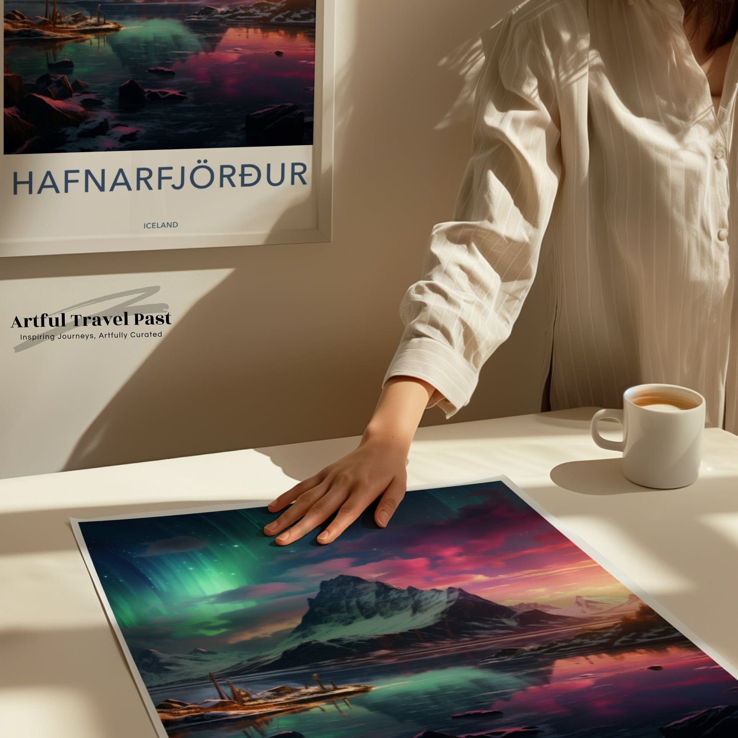 Hafnarfjörður Northern Lights Poster | Iceland Wall Art