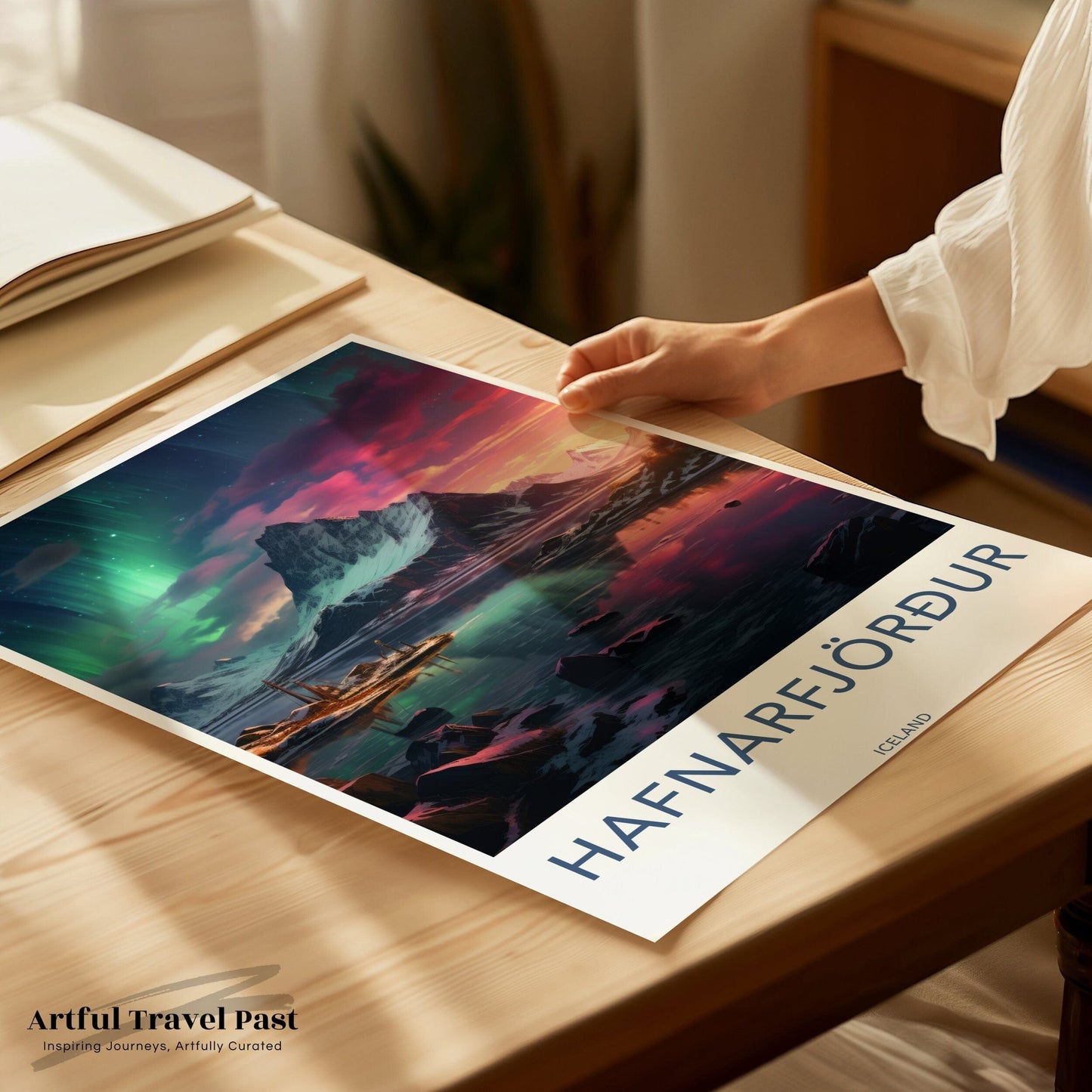 Hafnarfjörður Northern Lights Poster | Iceland Wall Art
