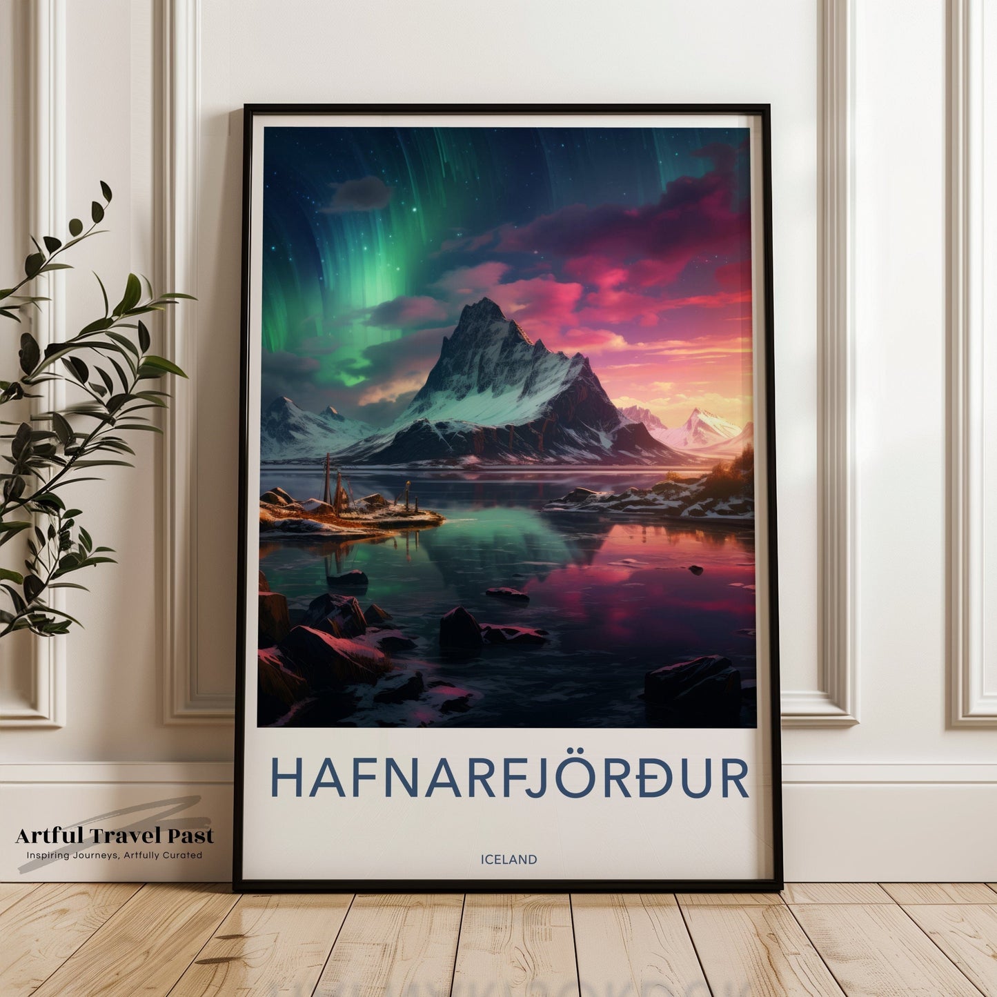 Hafnarfjörður Northern Lights Poster | Iceland Wall Art