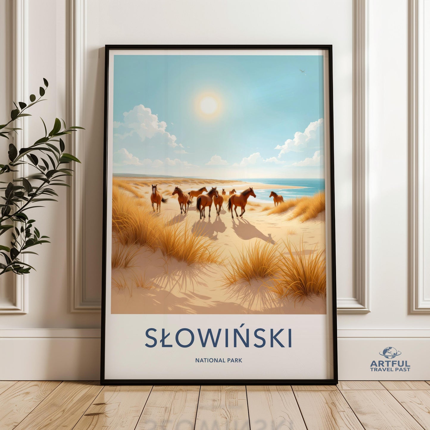 Horses on the Beach Wall Art, Słowiński National Park Poster, Nature Landscape Print, Coastal Decor Art, Horse Lover's Artwork, Travel Art