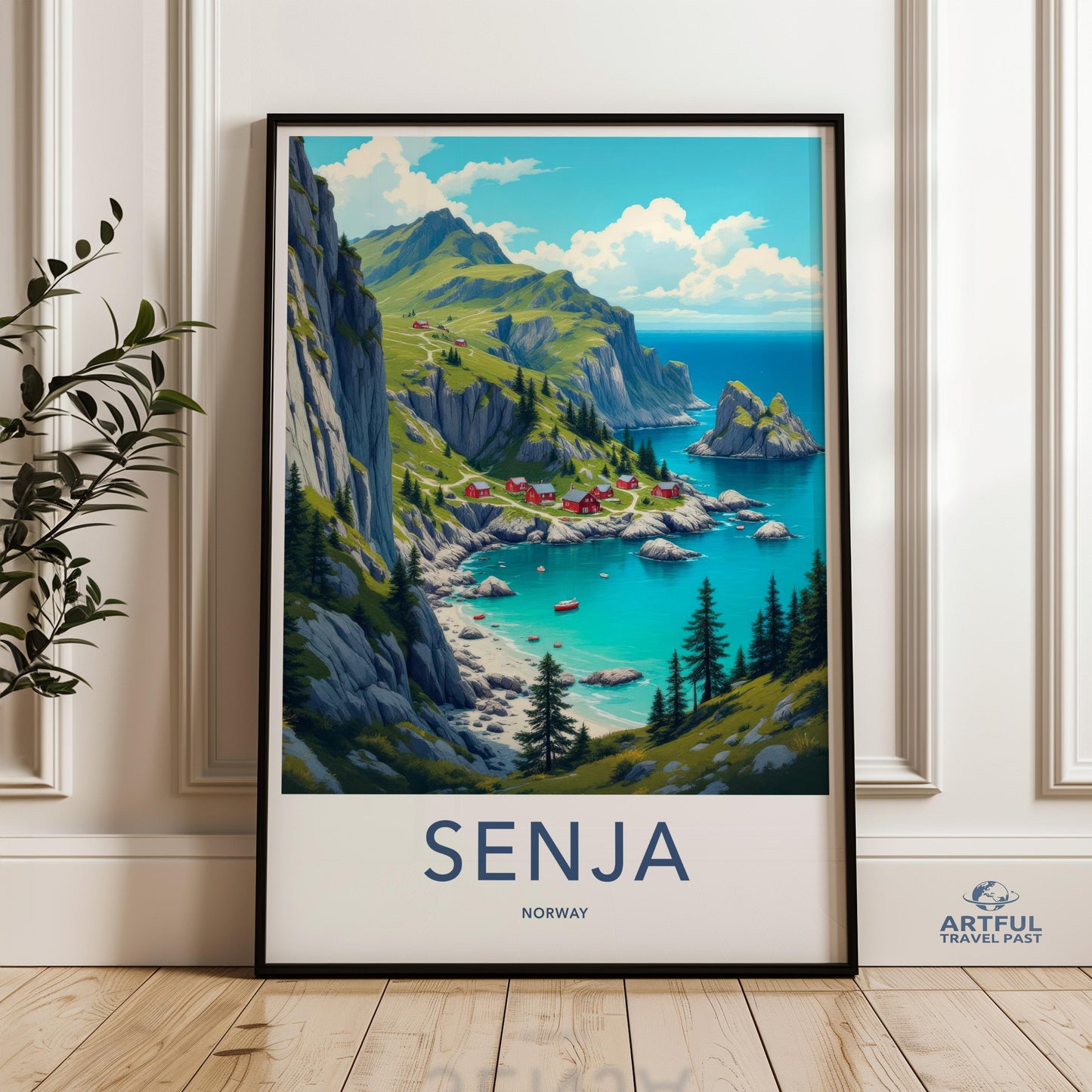 Senja Norway Wall Art Print, Coastal Mountain Landscape Poster, Scandinavian Travel Artwork, Serene Nature Home Decor, Nordic Scenery,