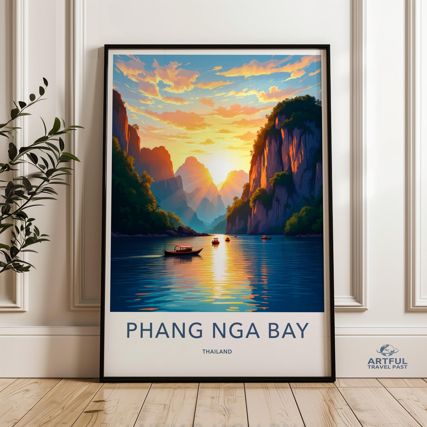 Phang Nga Bay Thailand Wall Art, Landscape Sunset Print, Scenic Nature Poster, Travel Photography, Tropical Paradise Decor