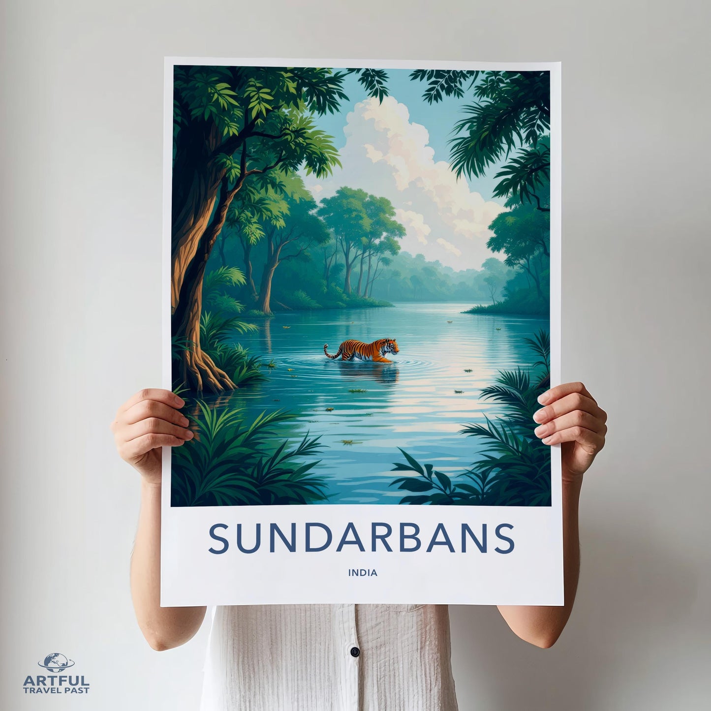 Scenic Sundarbans Art Print, India Wildlife Wall Decor, Bengal Tiger Home Decor, Nature Lover Gift, Jungle Landscape Poster