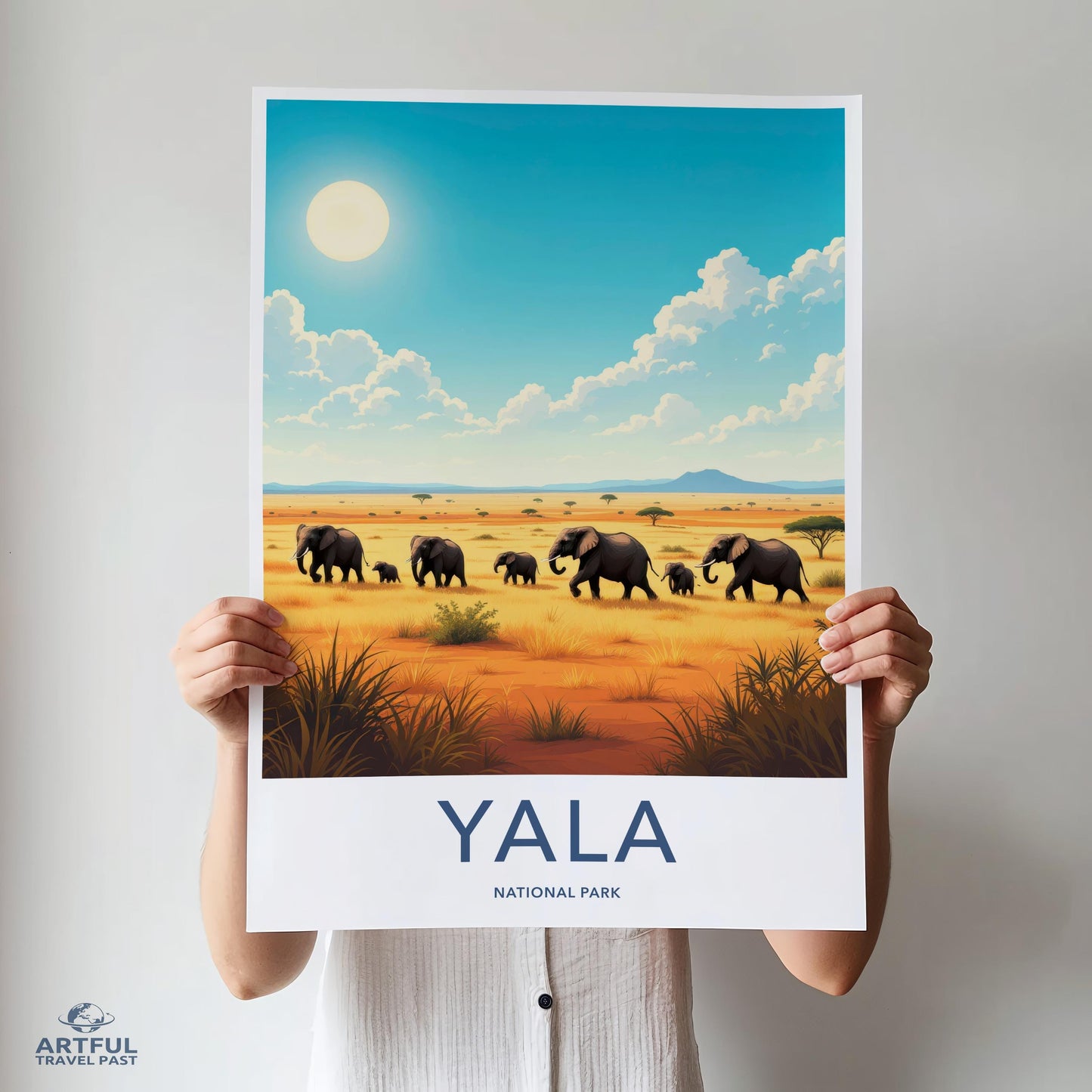 Yala National Park poster, Wildlife wall art, Safari decor, Elephant print, Nature scenery, Travel poster, Home decor, Gift idea