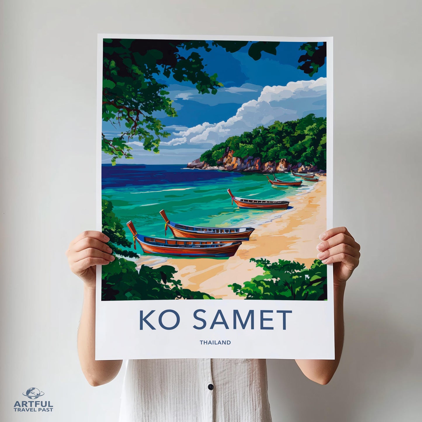Ko Samet Thailand Travel Poster, Thai Beach Art Print, Tropical Island Decor, Beach Landscape Wall Art, Coastal Home Decor