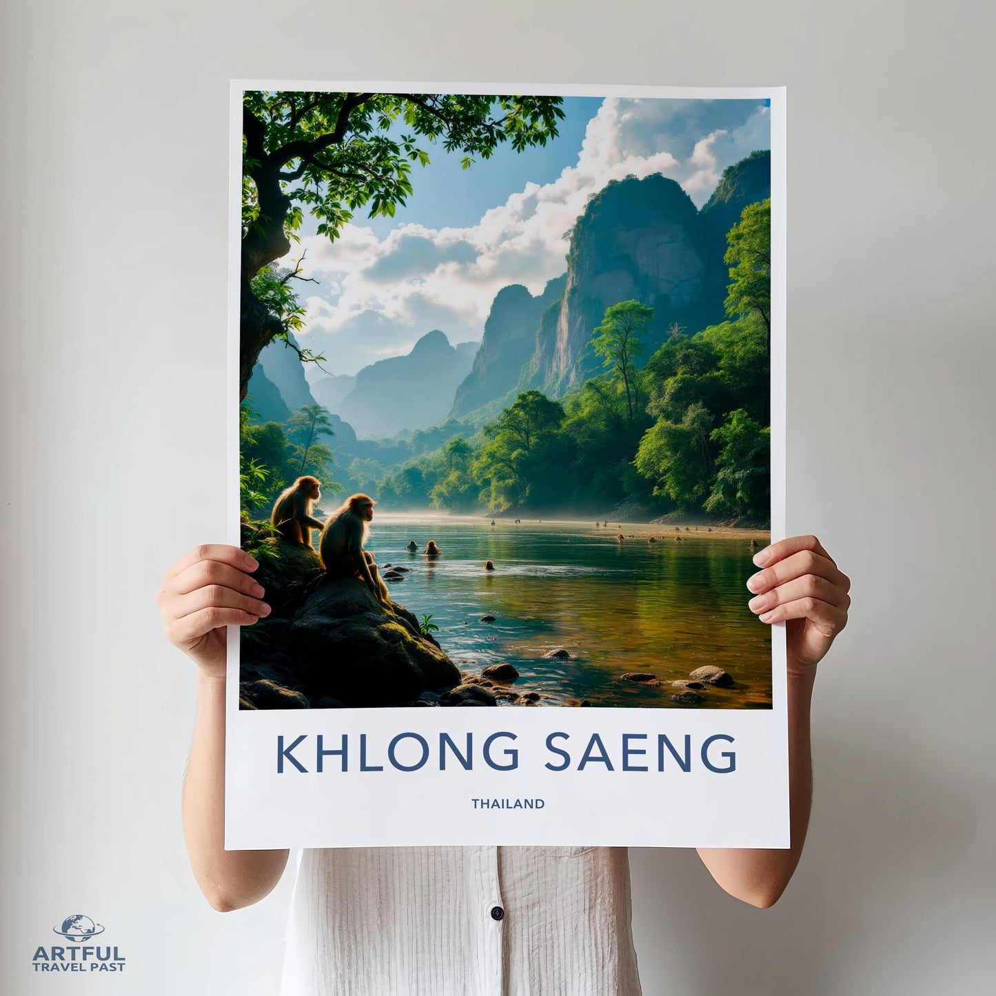 Scenic Nature Poster, Khlong Saeng Landscape Print, Thailand Wall Art, Serene River Scene, Home Decor, Travel Photography
