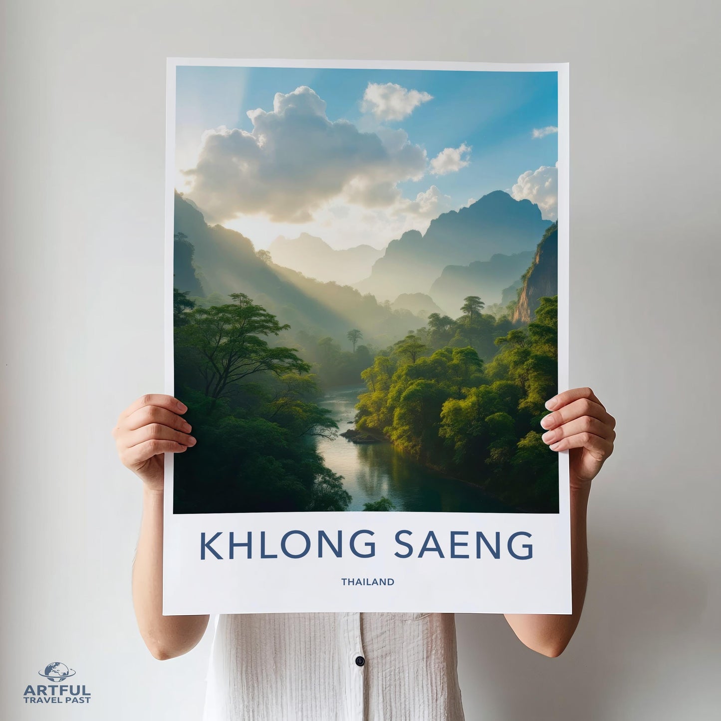 Klong Saeng Nature Poster, Thailand Travel Wall Art, Scenic Landscape Print, Nature Photography Decor, Adventure Gift