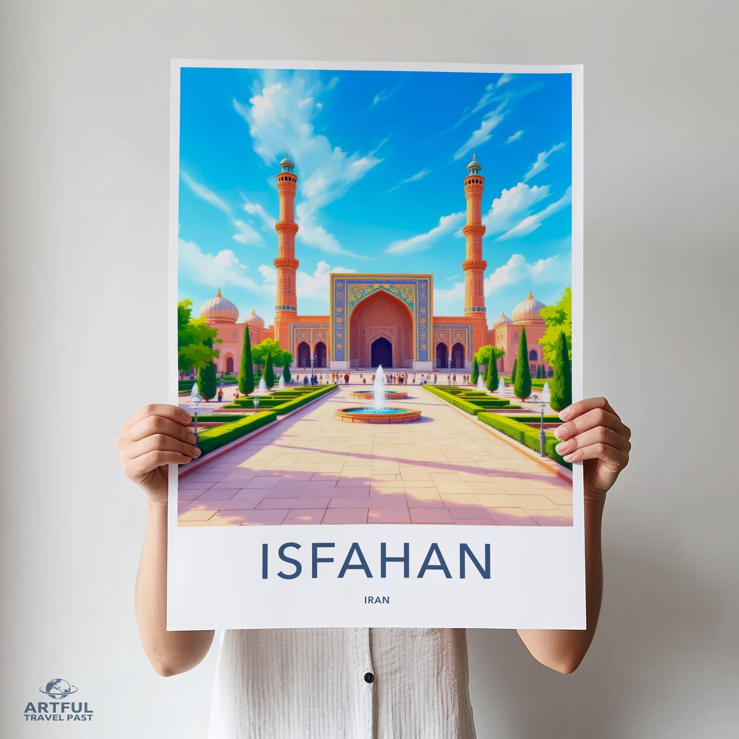 Isfahan Iran Art Poster, Vibrant Cityscape Wall Decor, Modern Architecture Print, Travel Destination Artwork, Home Office Decor