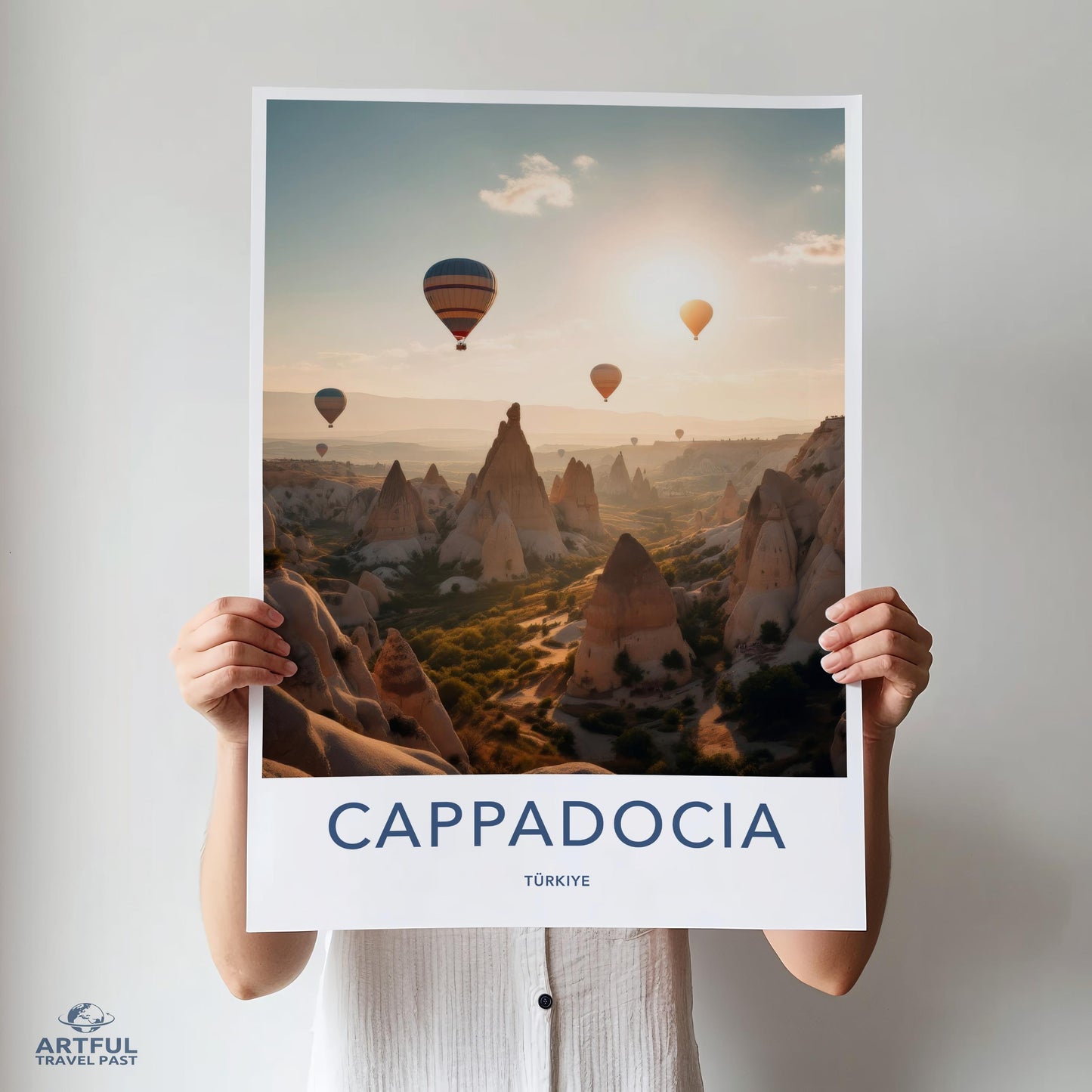 Cappadocia Hot Air Balloons Sunset Wall Art Poster, Scenic Cappadocia Travel Print, Dreamy Landscape Photography Decor