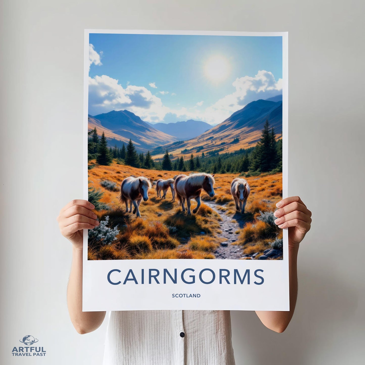 Cairngorms Scotland art print, Scenic travel poster, Landscape wall art, Scottish Highlands decor, Nature photography, Mountain view art