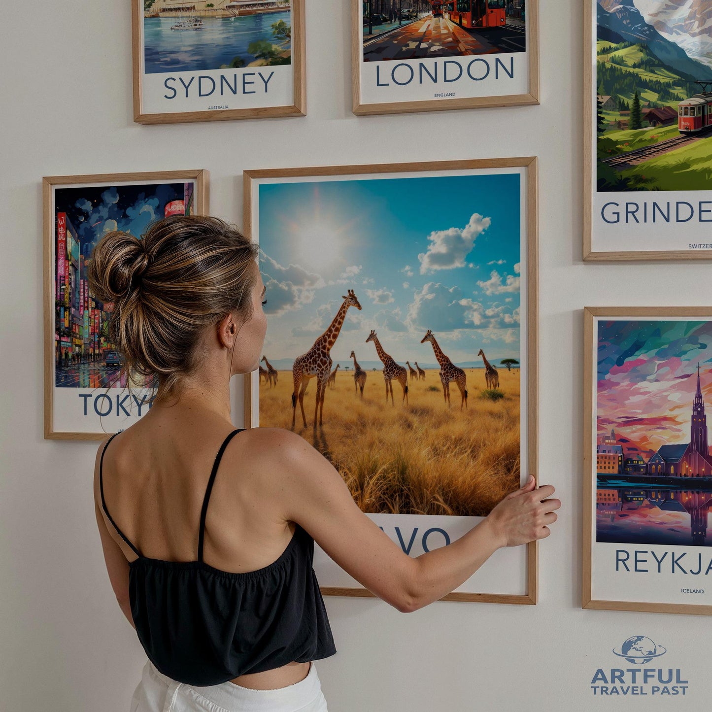 Travel Wall Art Set, Modern City Posters, Adventure Animal Prints, Home Decor Gift, Vibrant World Landmarks, Scenic Nature Art