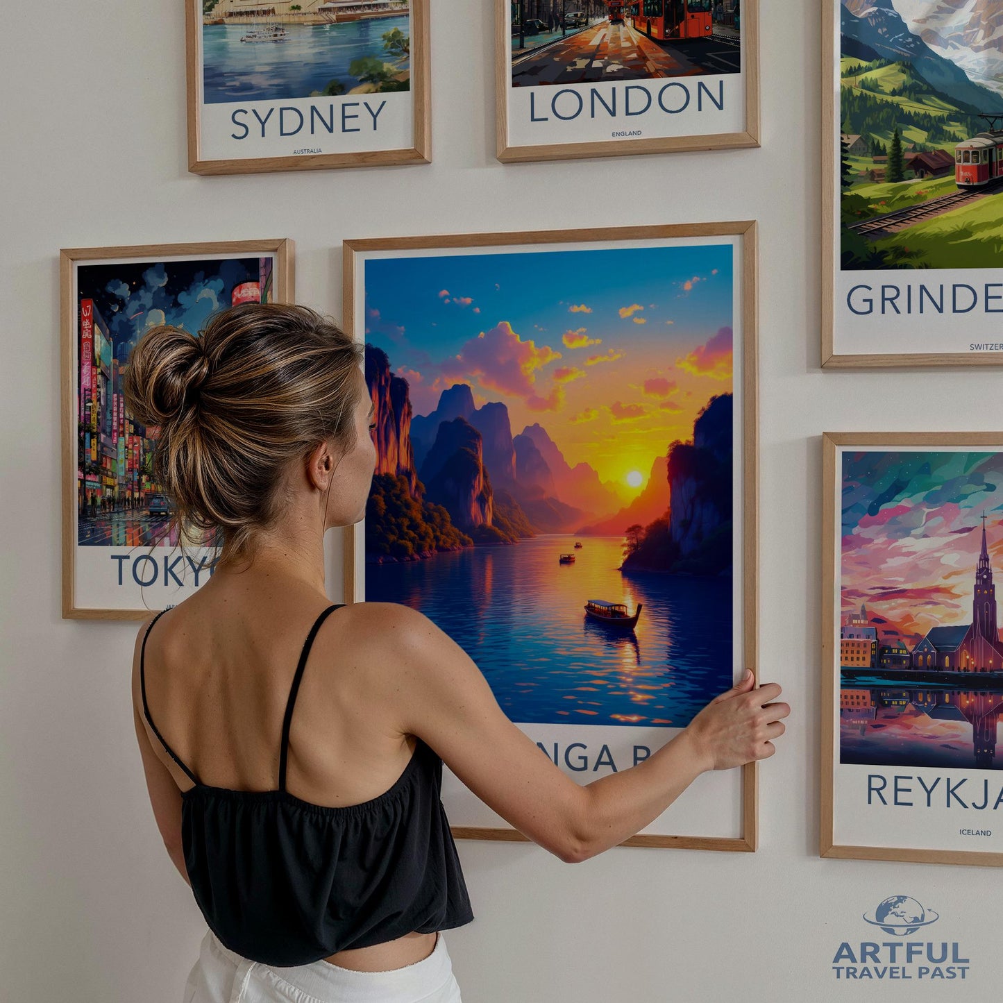 Sunset Poster, Travel Wall Art, Scenic Lake Print, Artful Travel Past, Nature Landscape, Vibrant Decor, Wanderlust, Adventure