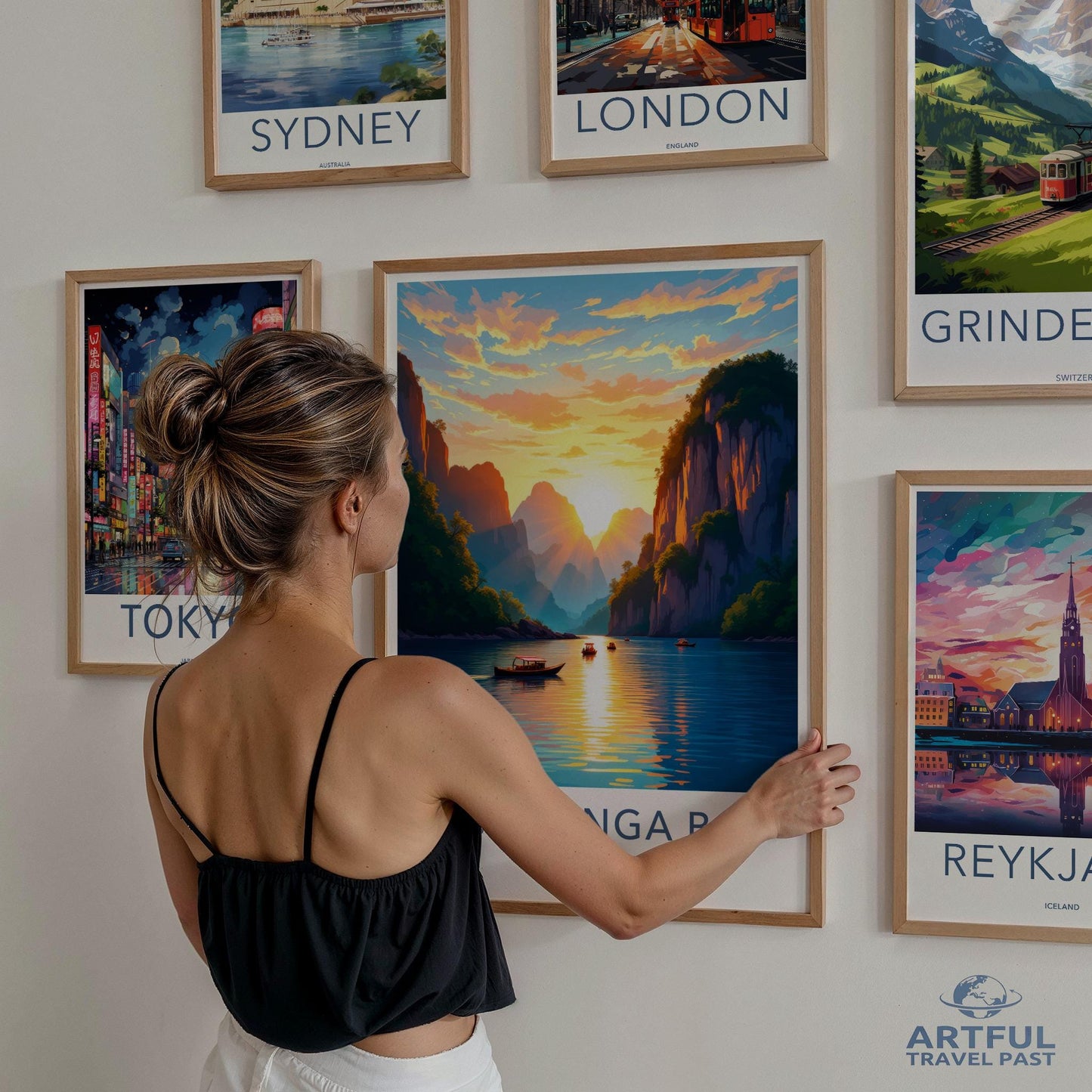 Travel destination posters, colorful city prints, wall art decor, international cityscape artwork set, travel lover gift idea