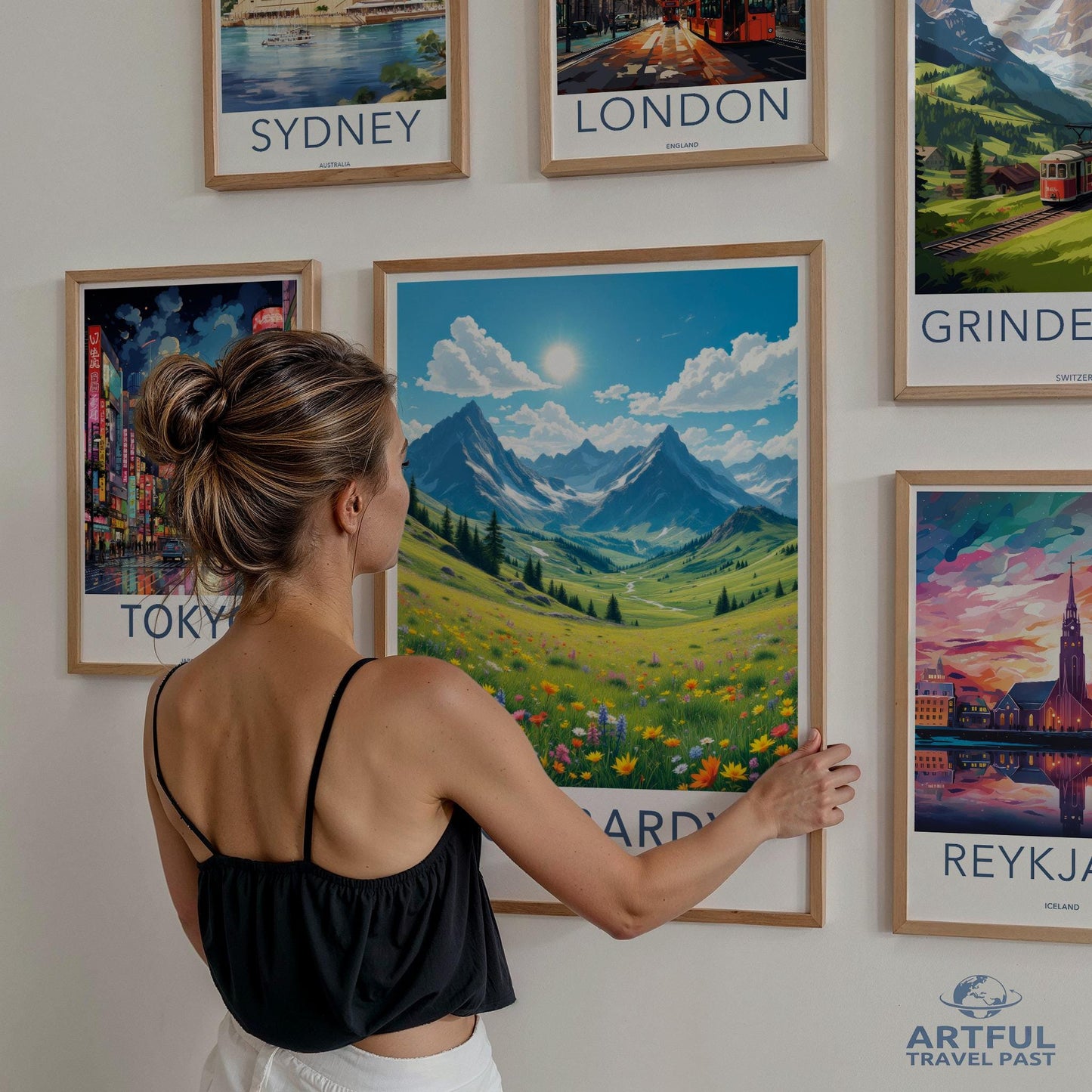 Colorful Travel Poster Set, Wall Art Prints, City Skyline Artwork, Vintage Destination Decor, Perfect for Home or Office
