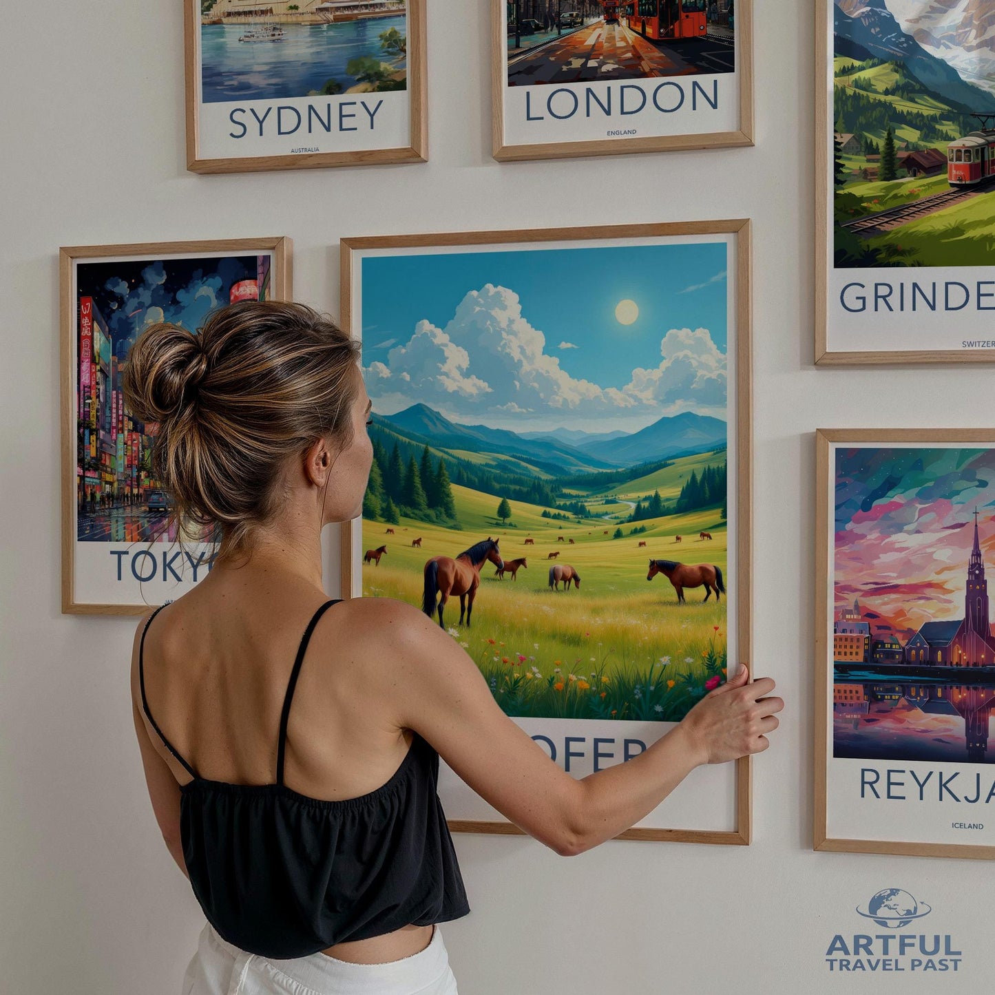 Travel Wall Art Set, World Cities Posters, Scandinavian Countryside Print, Iconic Travel Destinations, Home Decor, Office Art