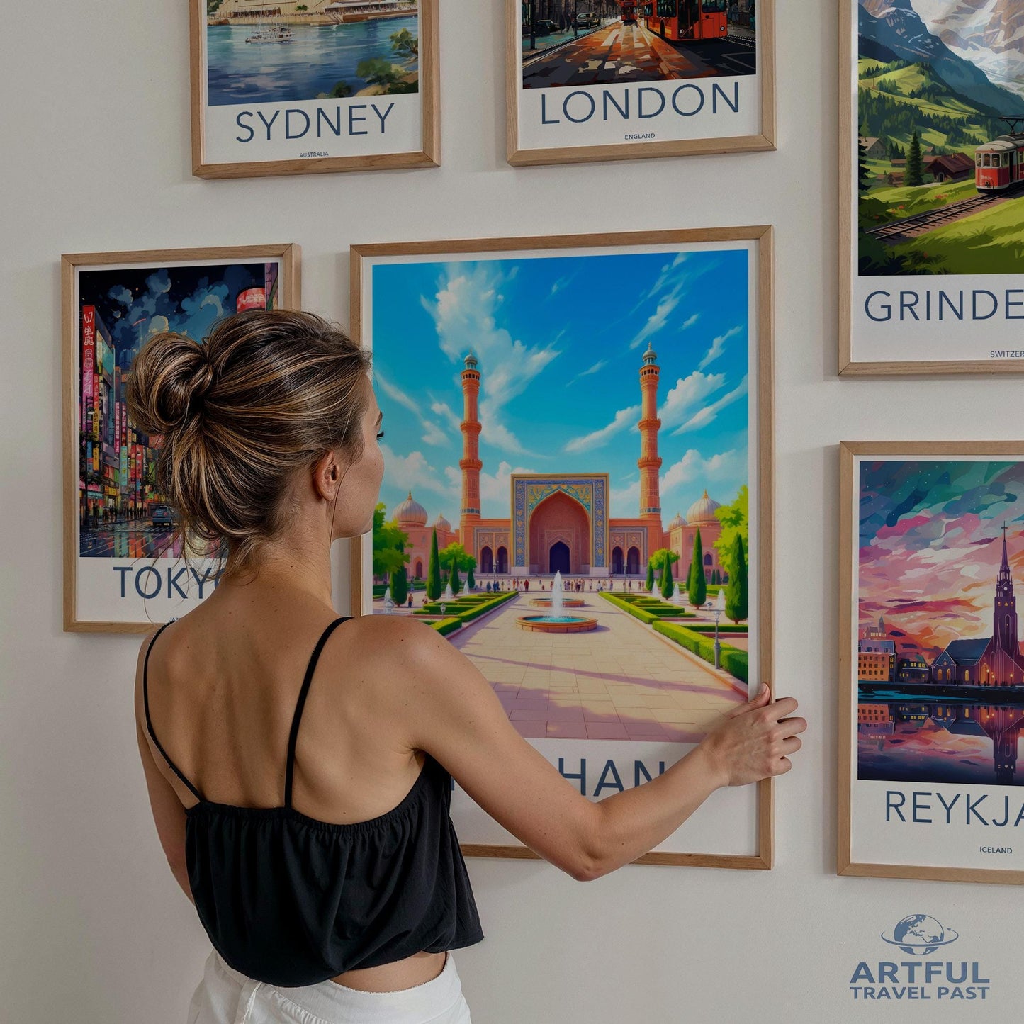 Travel Poster Wall Art Set, Cityscape Prints Collection, Vintage Travel Decor, International Cities, Paris Tokyo London Sydney