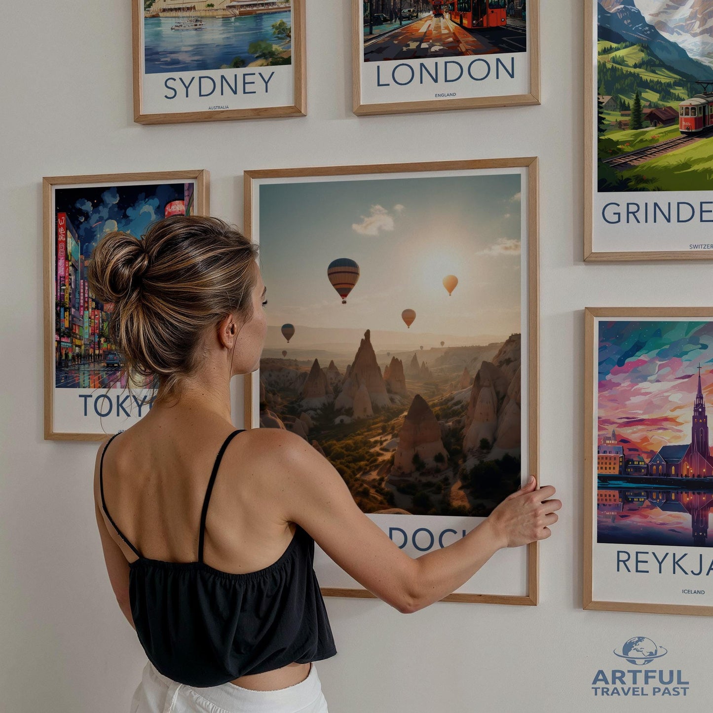 Hot Air Balloon Cappadocia Wall Art, Travel Poster, Cappadocia Print, Scenic Landscape Decoration, Minimalist Room Decor