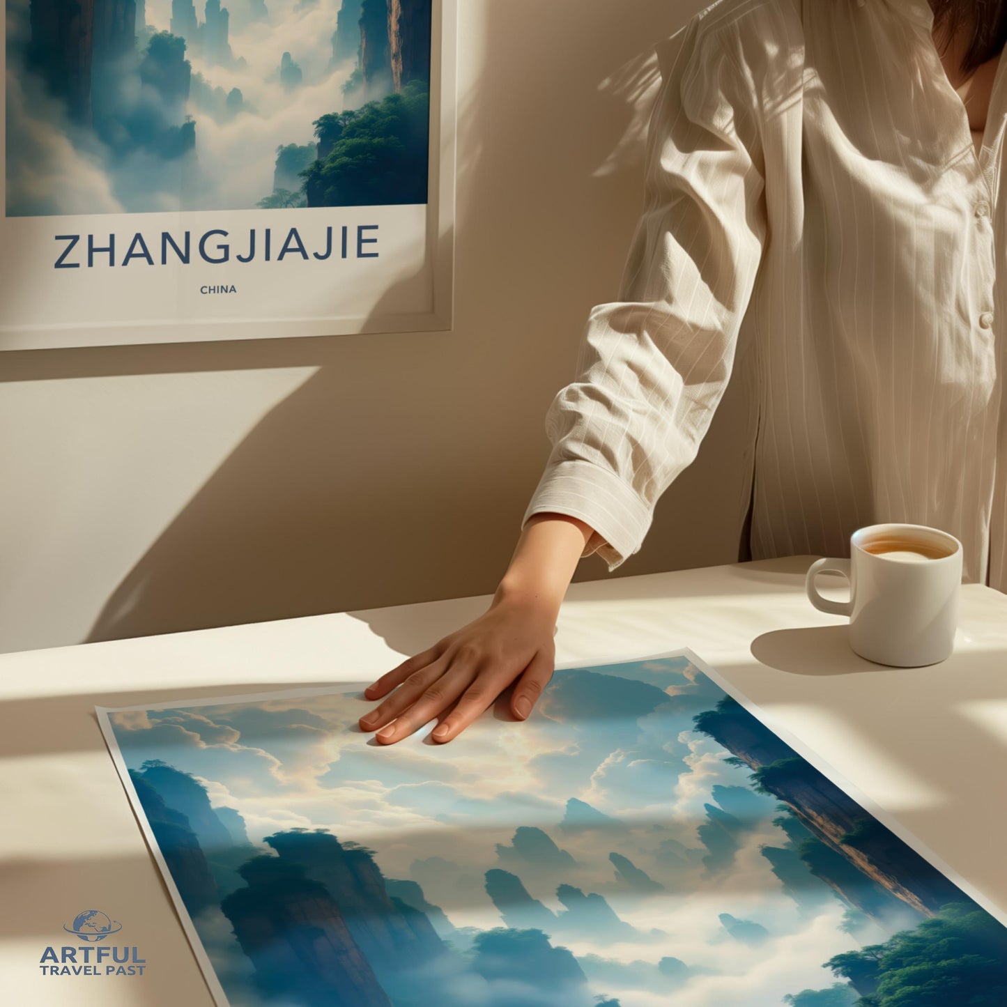 Zhangjiajie China Poster, Travel Wall Art, Scenic Mountain Print, Nature Landscape Decor, Adventure Lover Gift