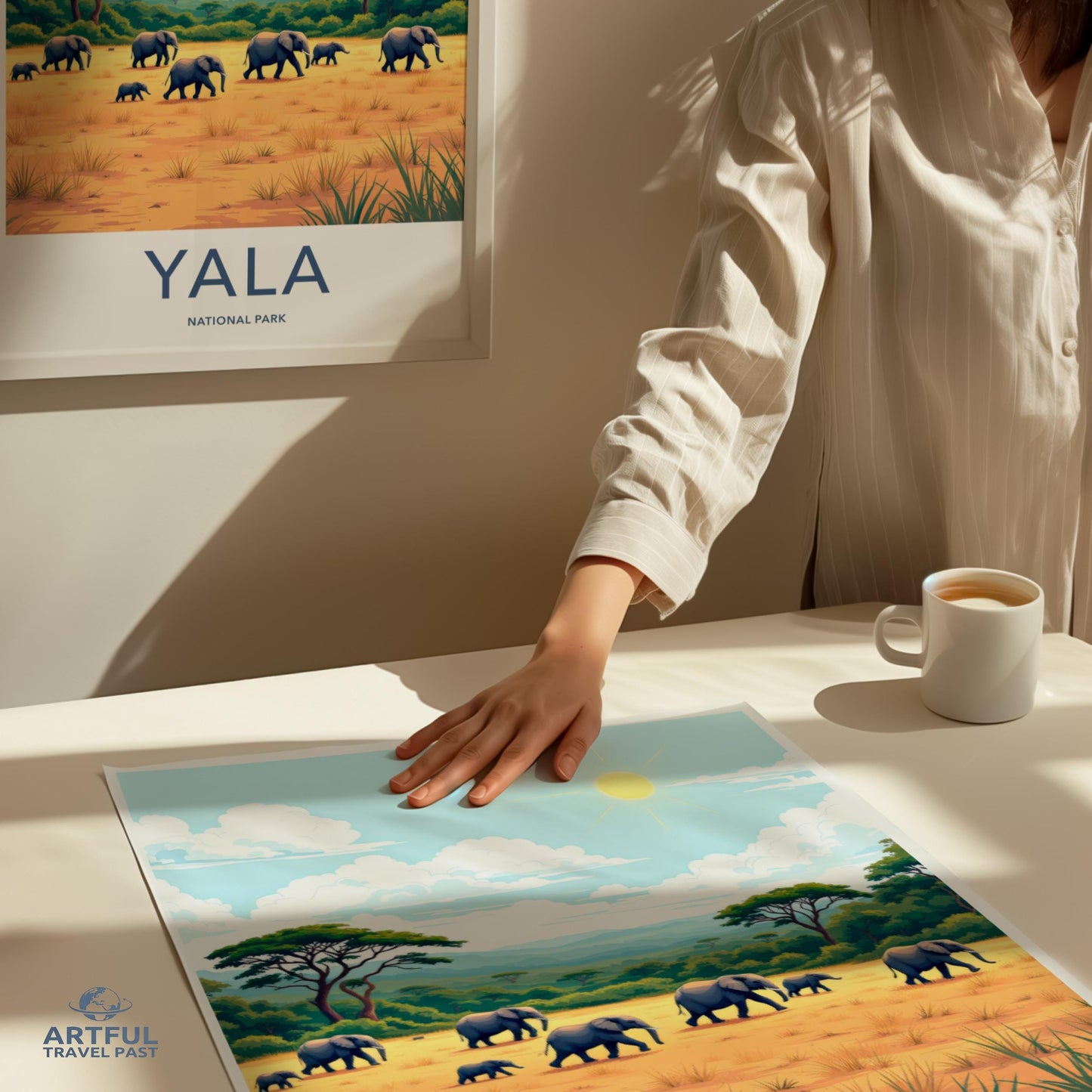 Yala National Park poster, elephant art print, wildlife wall decor, nature illustration, travel art, safari theme wall art, jungle decor