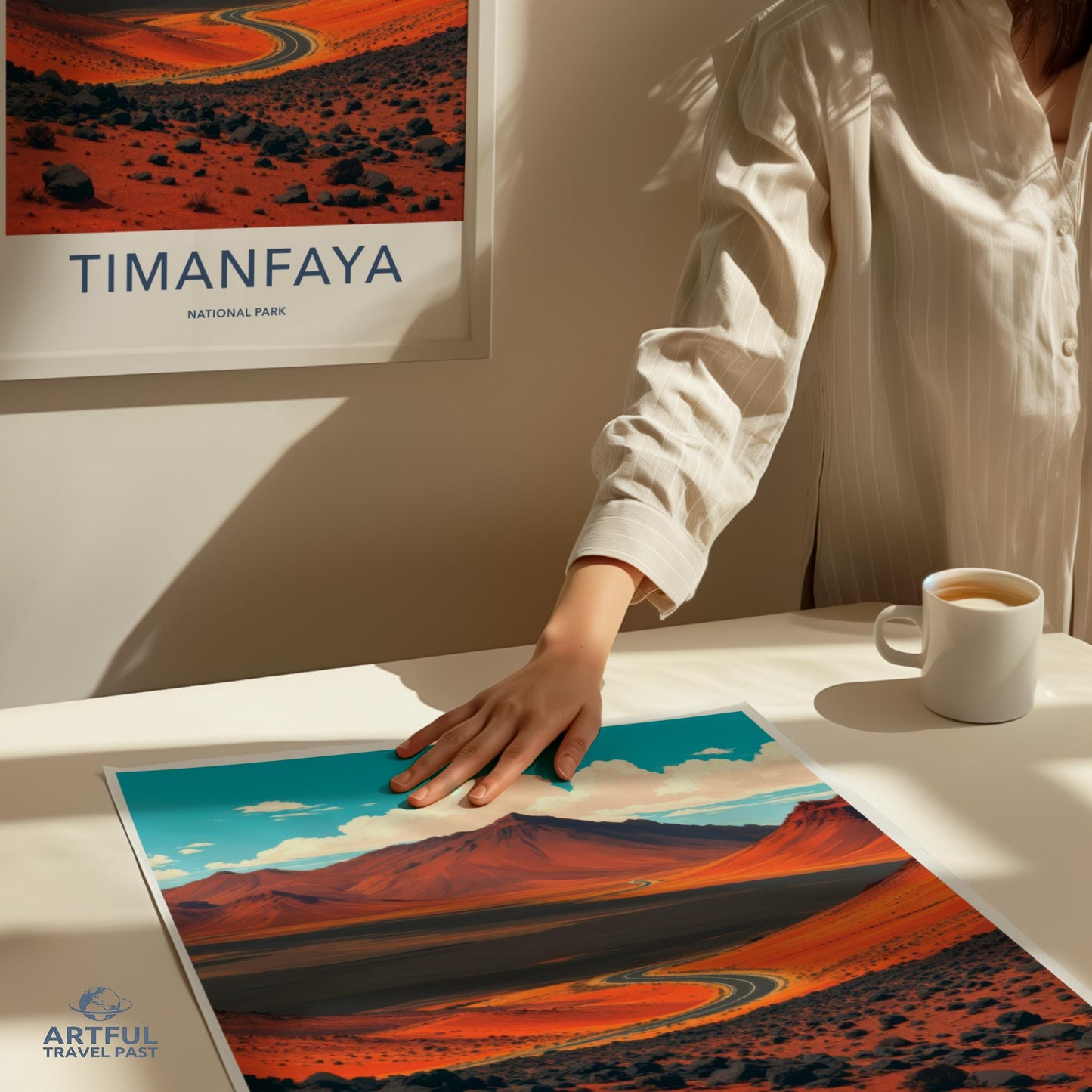 Timanfaya National Park Art Poster, Vintage Travel Landscape Print, Wall Art Decor, Retro Nature Illustration, Gift for Travelers