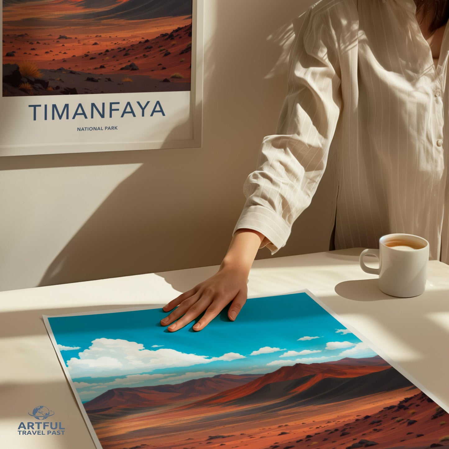Timanfaya National Park Poster, Scenic Landscape Art Print, Travel Wall Decor, Beautiful Nature Artwork, Home Office Decoration