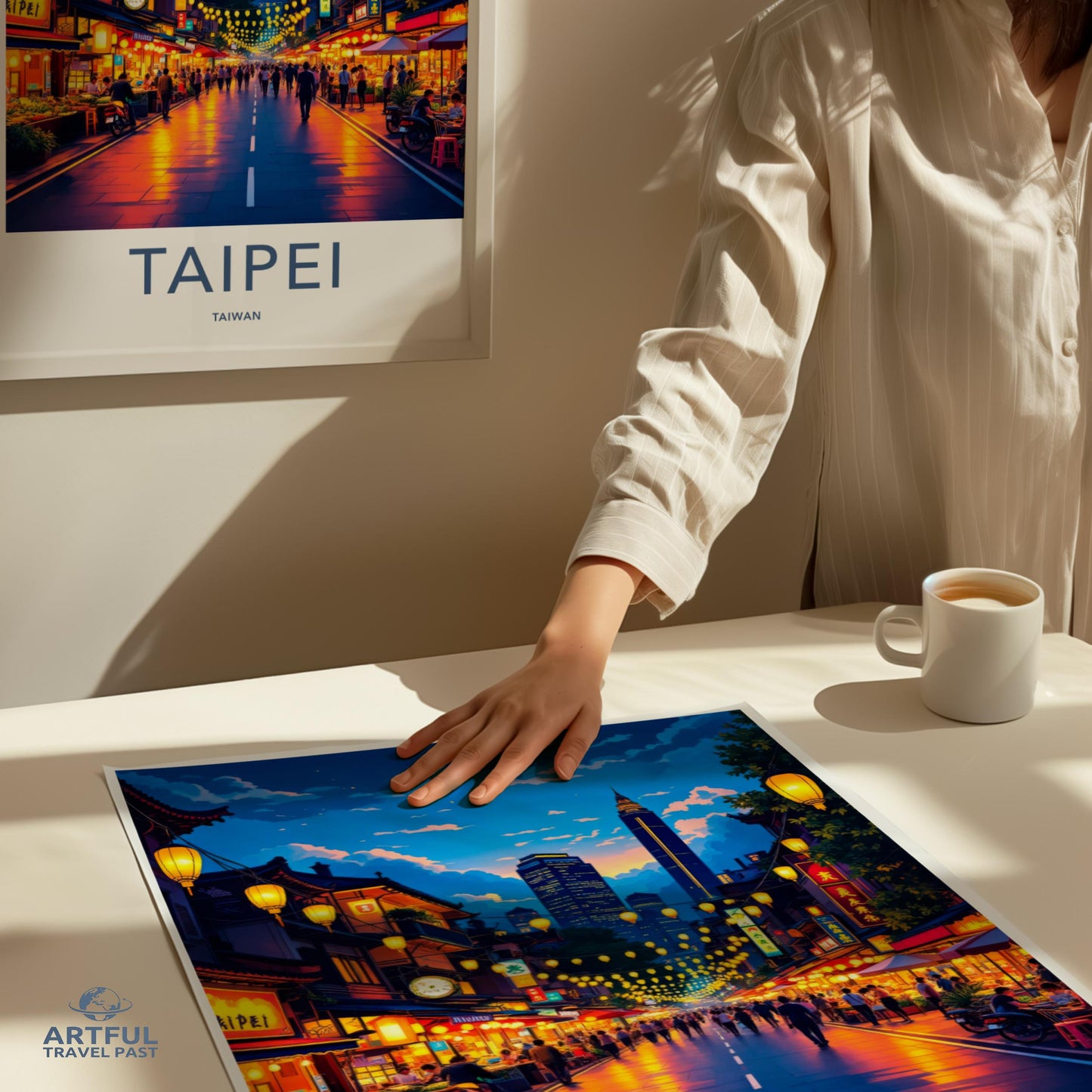 Taipei Print, Taiwan Travel Poster, Vibrant Cityscape Wall Art, Night Market Decor, Asia City Lights, Travel Photography