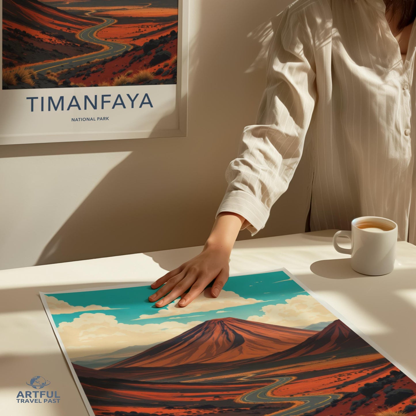 Timanfaya National Park poster, Scenic landscape wall art, Travel decor print, Volcano artwork, Nature photography, Gift for adventurers