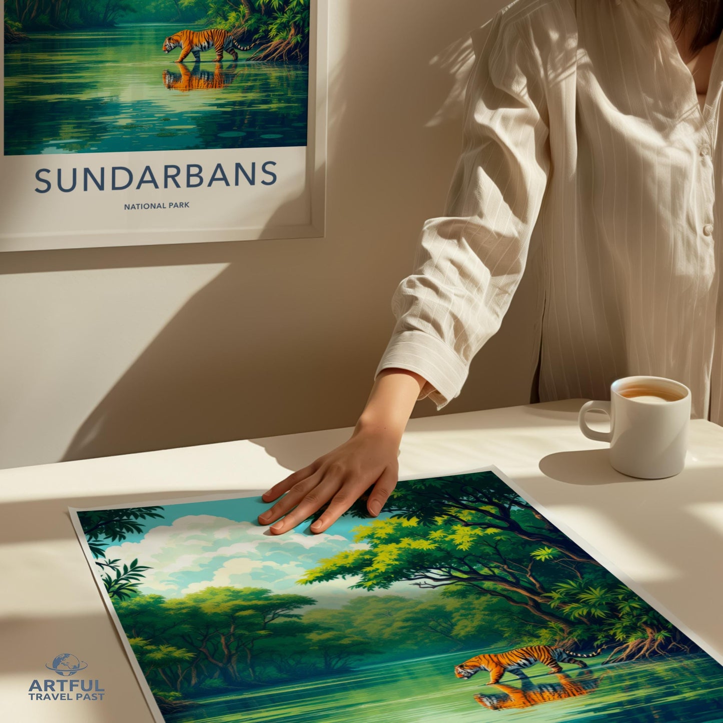 Sundarbans National Park Wall Art, Tiger in Forest Print, Nature Landscape Poster, Wildlife Art Decor, Travel Inspired Artwork