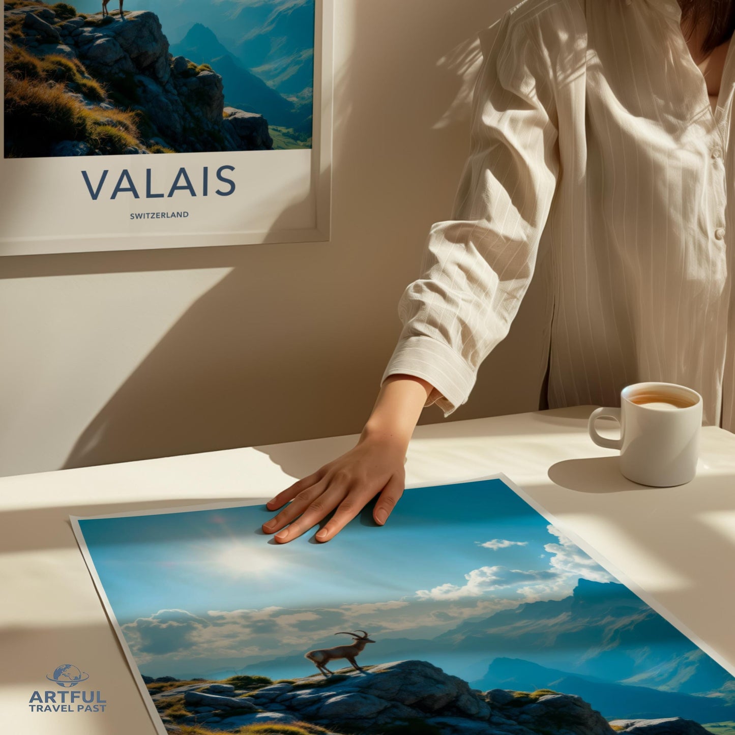 Valais Switzerland Travel Poster, Mountain Landscape Wall Art, Nature Scenic Print, Alpine Decor, Adventure Gift, Swiss Alps
