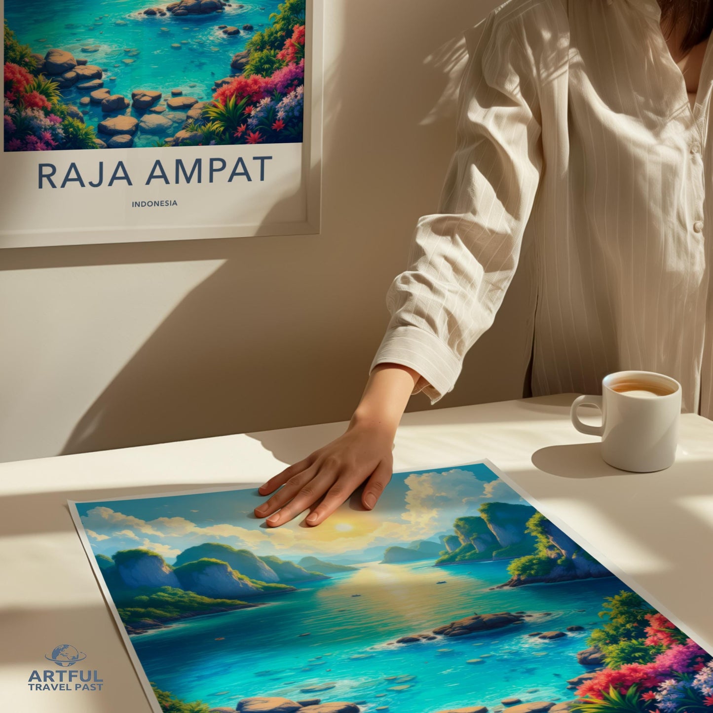 Travel Poster, Raja Ampat Indonesia Print, Scenic Tropical Island Art, Vibrant Landscape Wall Decor, Nature Lover Gift