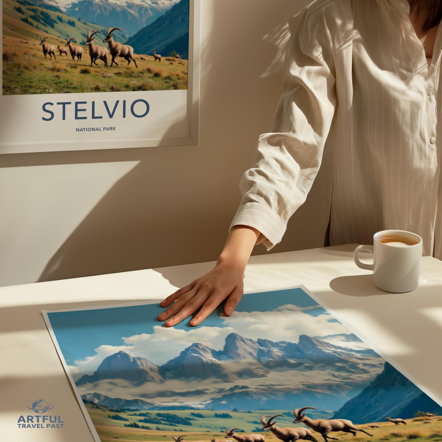 Wall Art Print of Stelvio National Park, Mountain Landscape Poster, Wildlife Scene Artwork for Home Decor, Travel Theme Wall Art