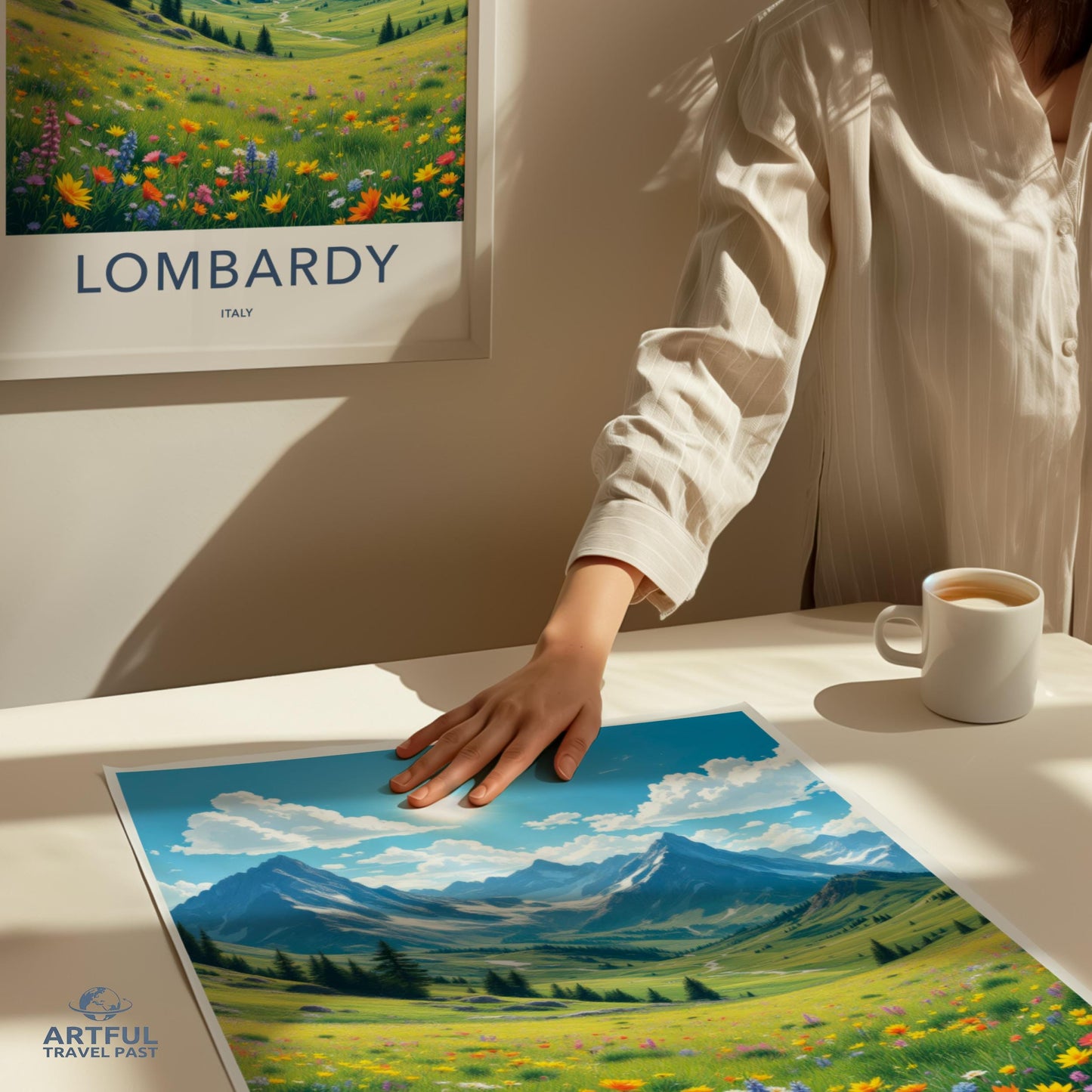 Lombardy Italy travel print, scenic landscape artwork, nature wall decor, beautiful countryside poster, artful travel past