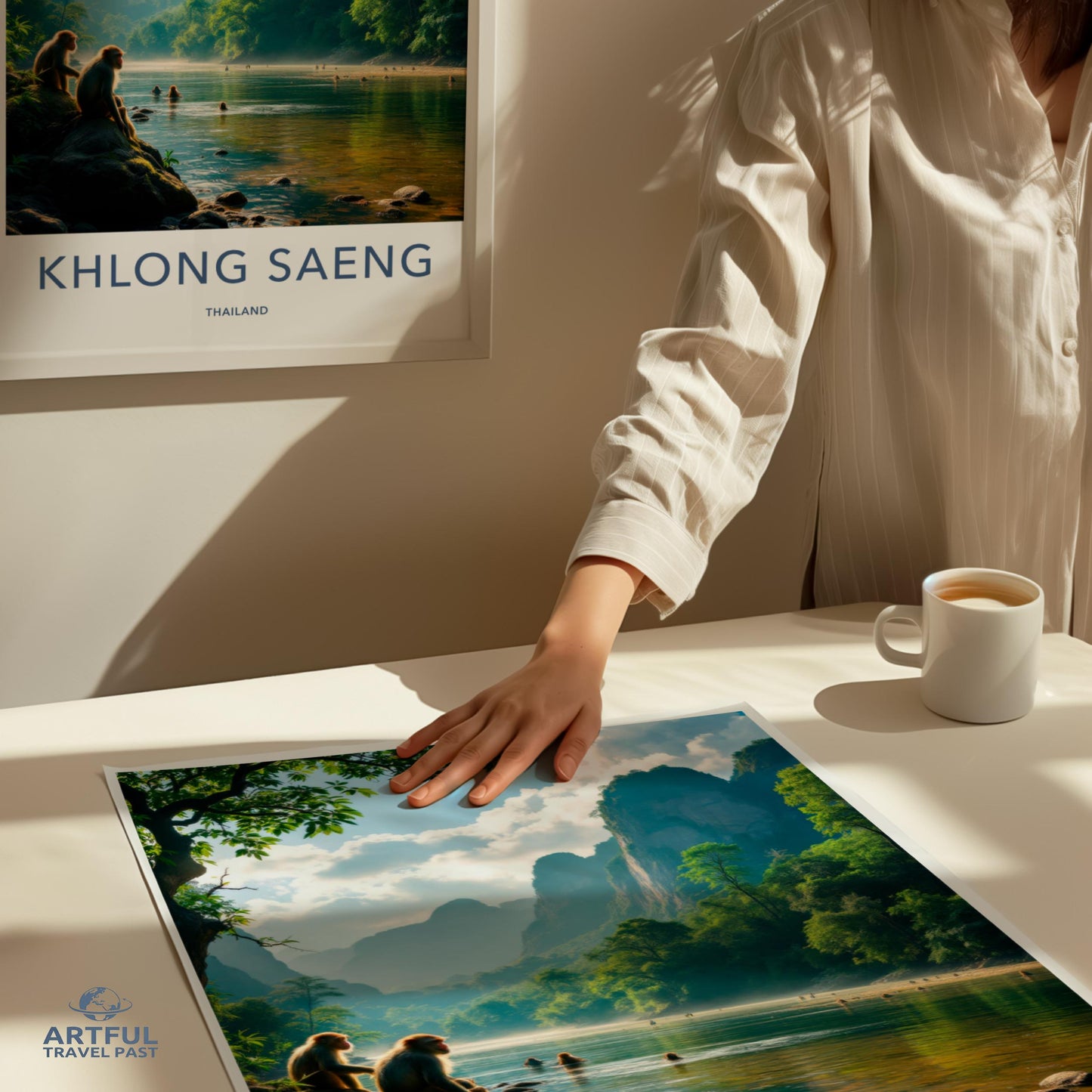 Khlong Saeng Thailand travel poster, tropical landscape wall art, nature photography print, scenic view decor, adventure home print