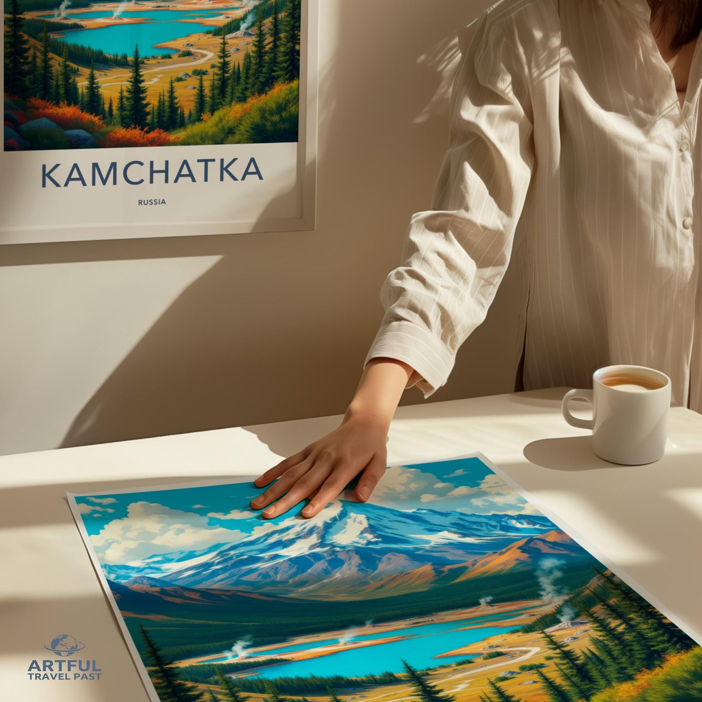 Kamchatka Russia Travel Poster, Vintage Landscape Art Print, Colorful Mountain Scene, Retro Home Decor, Scenic Wall Art