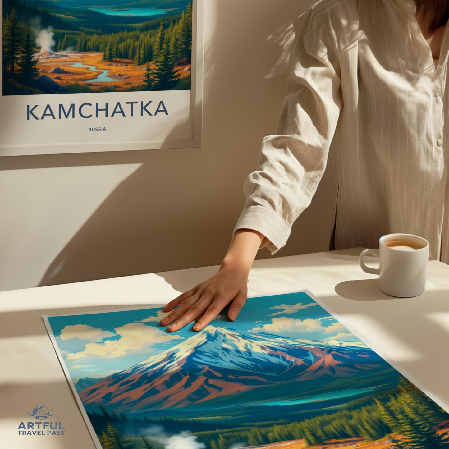 Kamchatka Russia Travel Poster, Vintage Landscape Print, Artful Travel Wall Decor, Retro Mountain Artwork, Nature Adventure Decor
