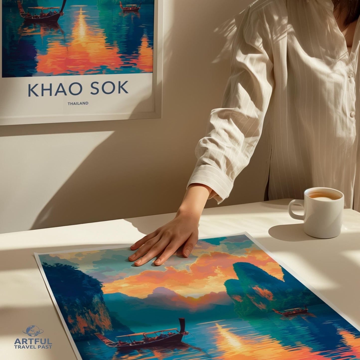 Khao Sok Thailand Travel Poster, Colorful Wall Art Print, Beautiful Landscape Illustration, Nature Decor, Adventure Home Decor