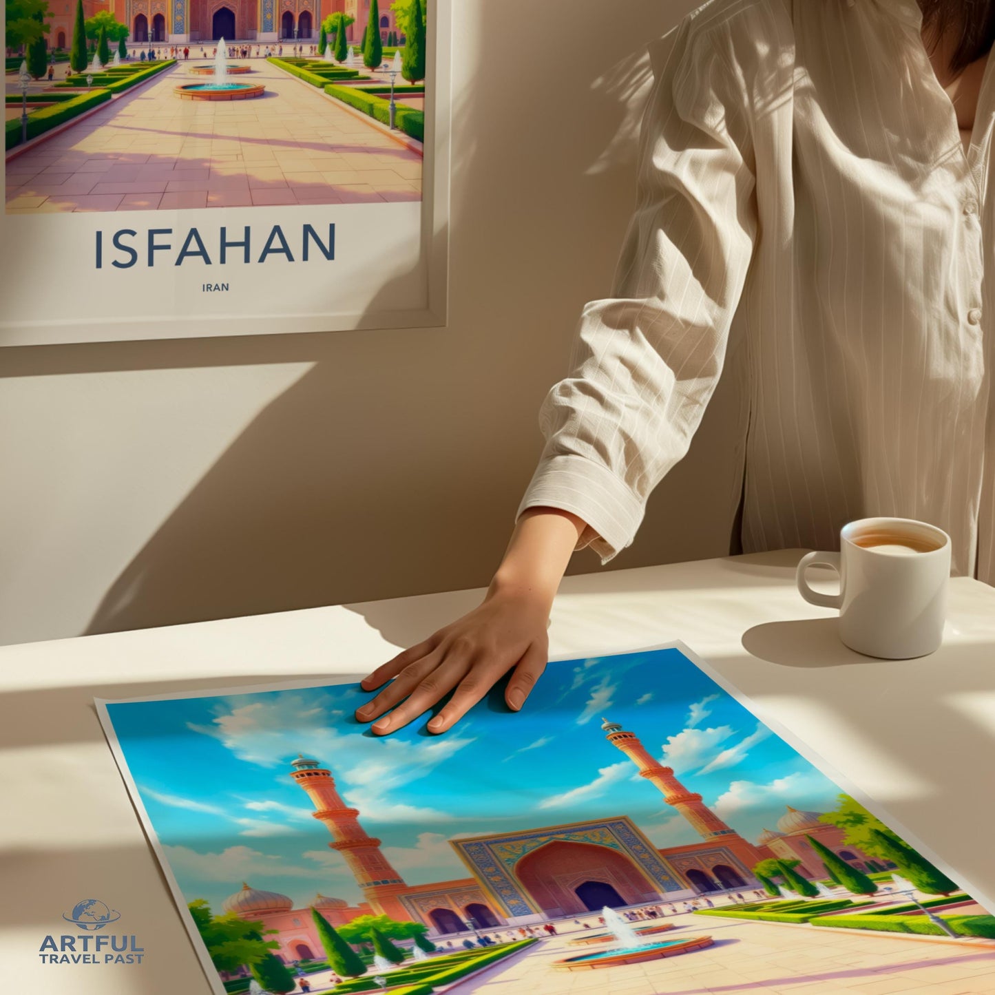 Isfahan Iran Travel Poster, Historic City Print, Artful Travel Past, Wall Art Decor, Colorful Architecture Poster for Home