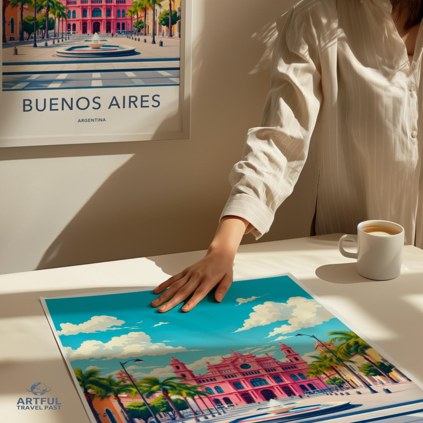 Buenos Aires travel poster, vibrant city wall art, Argentina skyline print, colorful home decor, retro travel illustration, gift idea